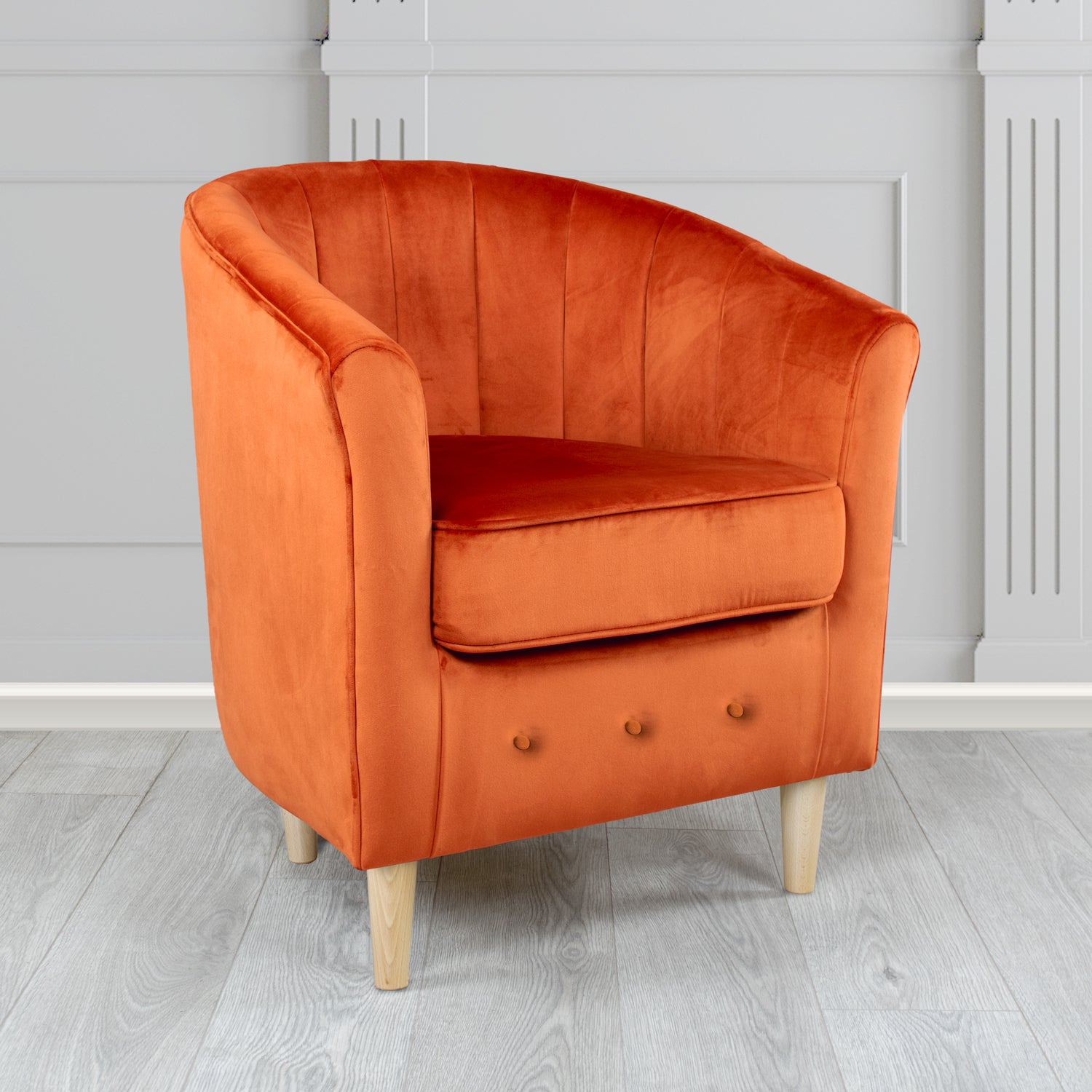 Doha Tub Chair in Monaco Plain Velvet Fabric