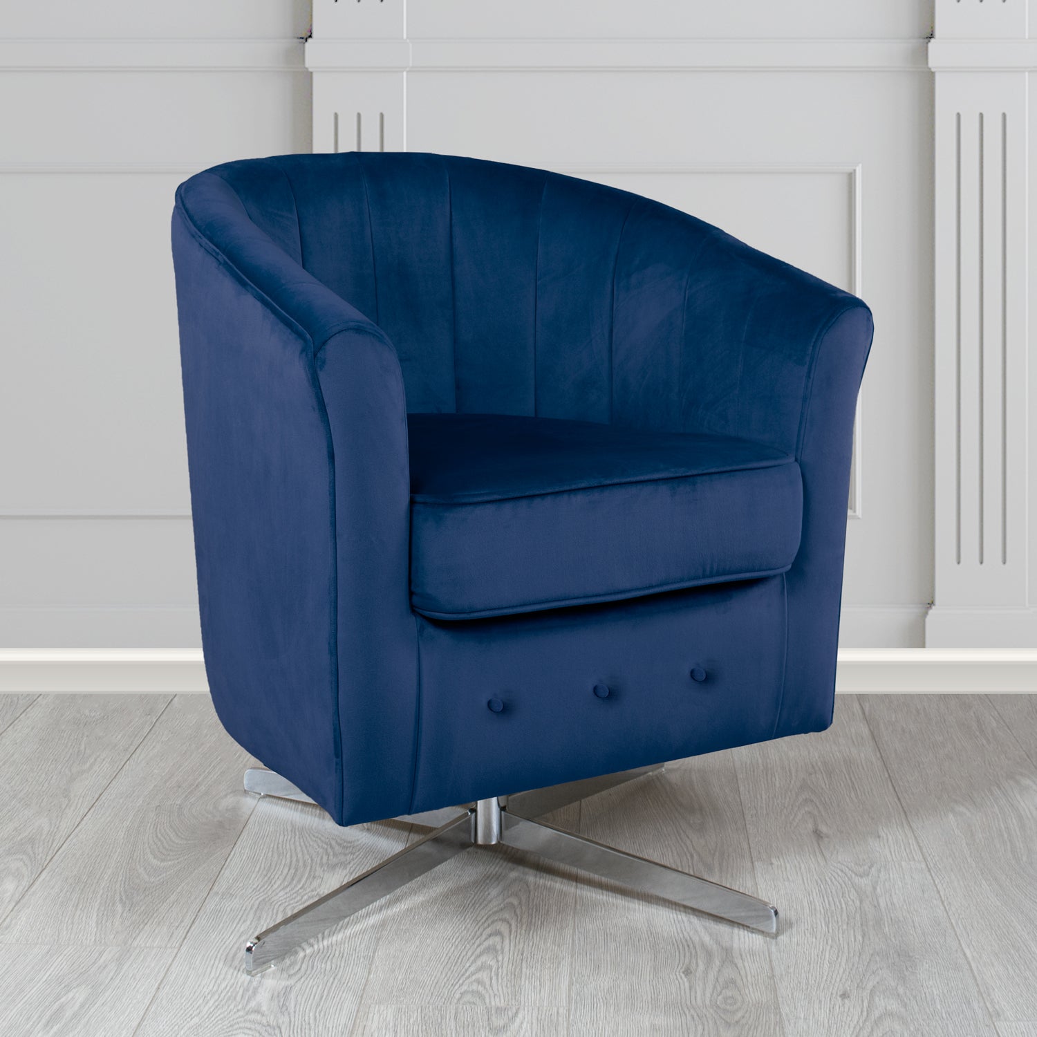 Doha Swivel Tub Chair in Monaco Plain Velvet Fabric