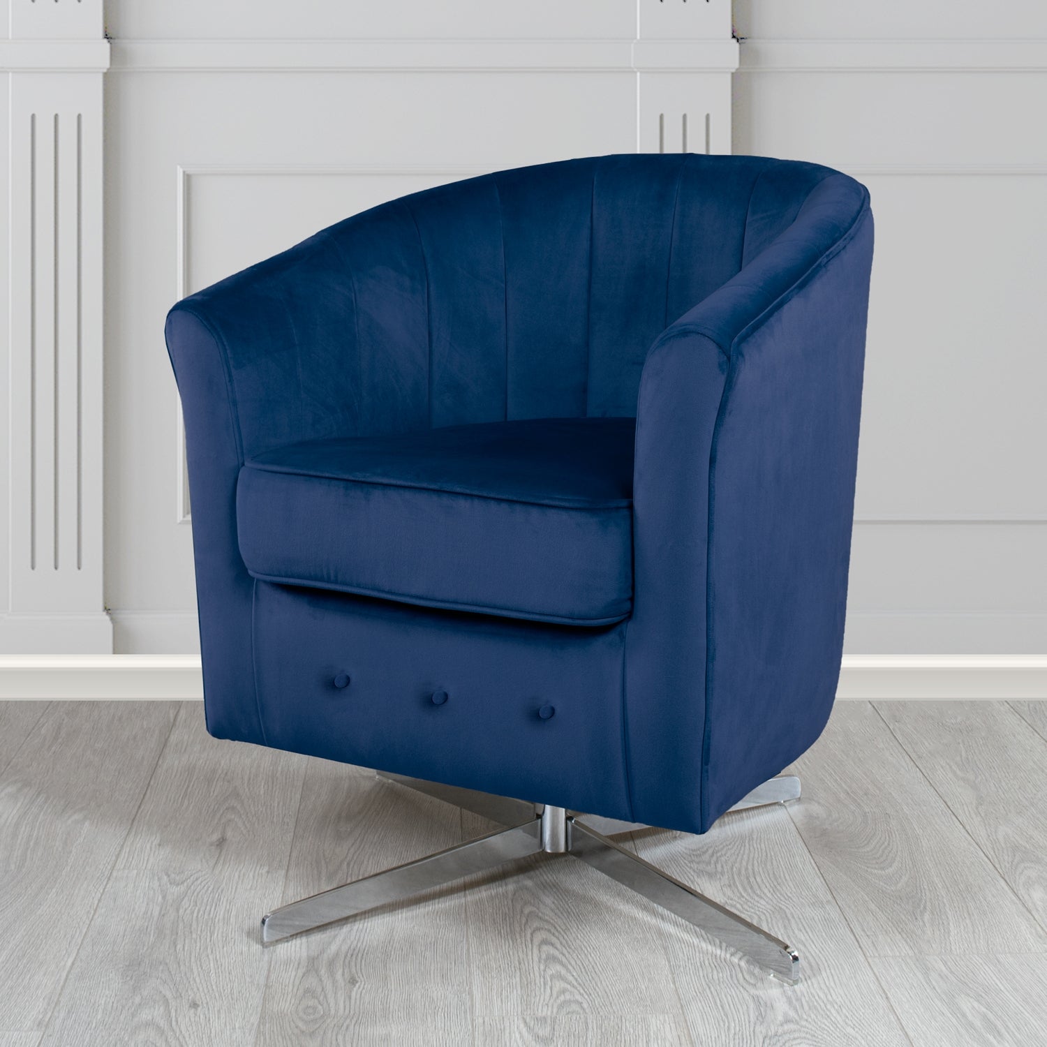 Doha Swivel Tub Chair in Monaco Plain Velvet Fabric