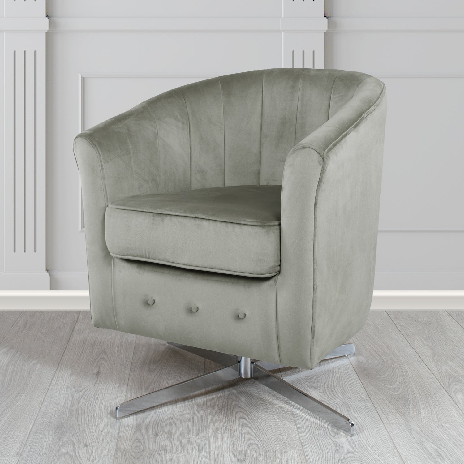 Doha Swivel Tub Chair in Monaco Plain Velvet Fabric