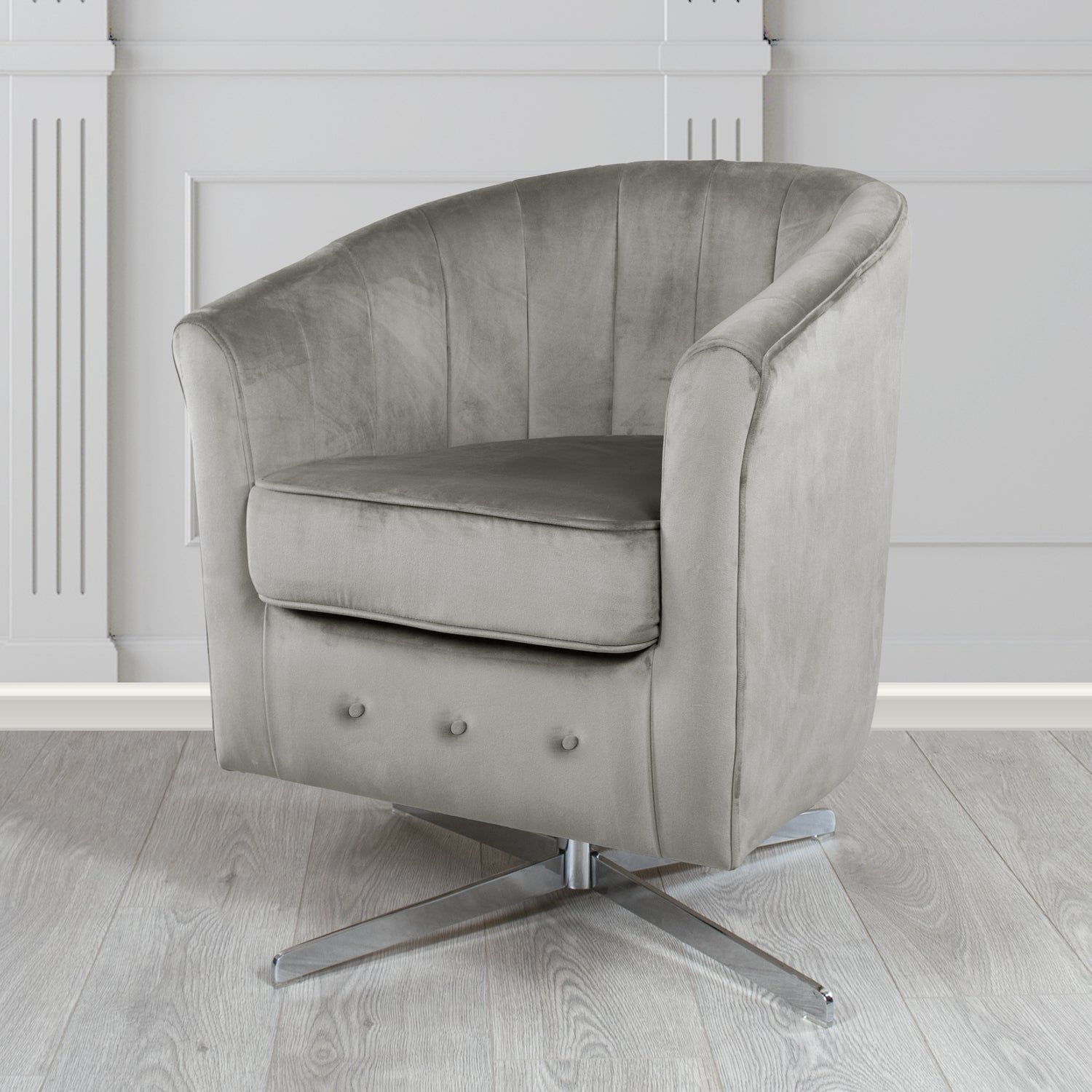 Doha Swivel Tub Chair in Monaco Plain Velvet Fabric