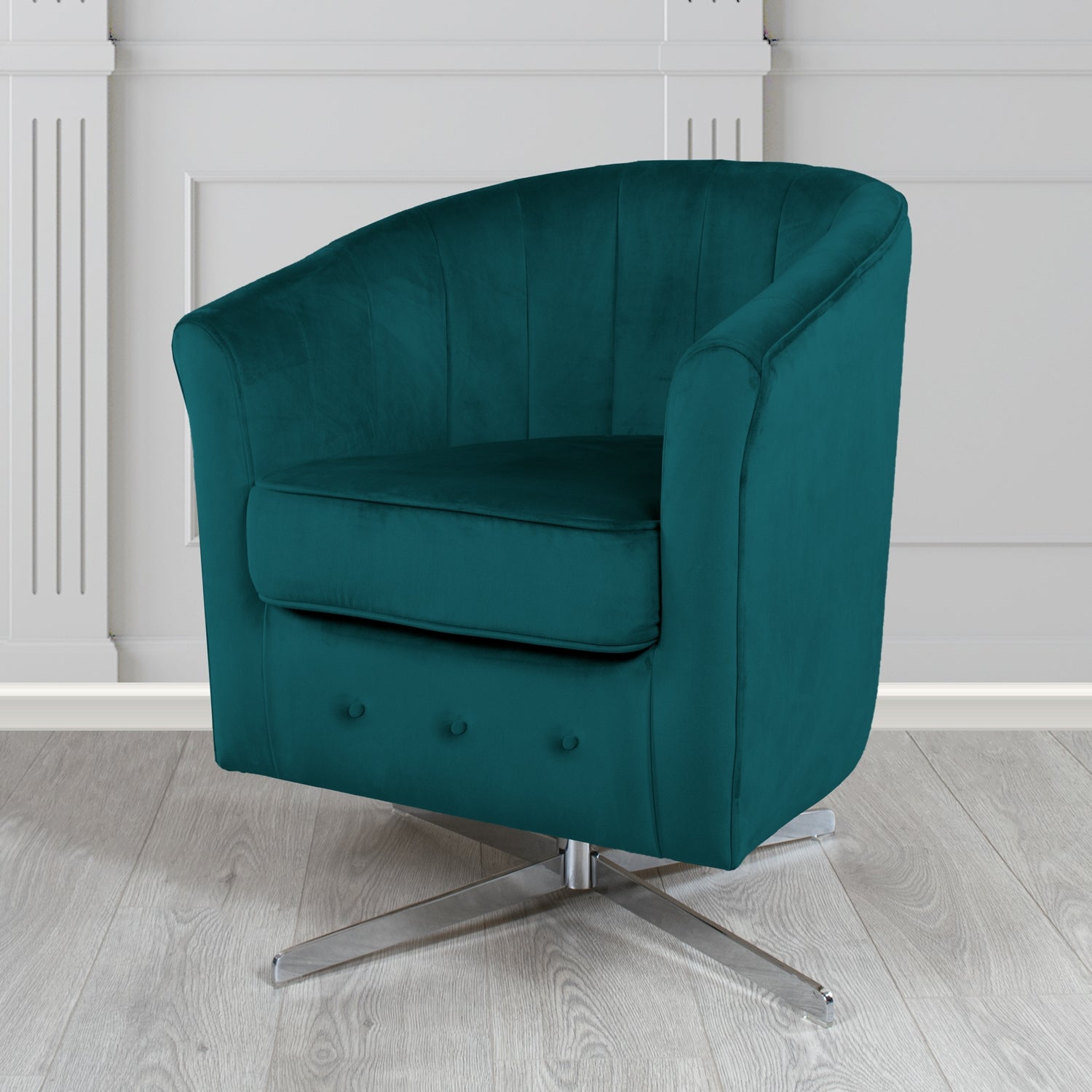Doha Swivel Tub Chair in Sapore Crib 5 Velvet Fabric