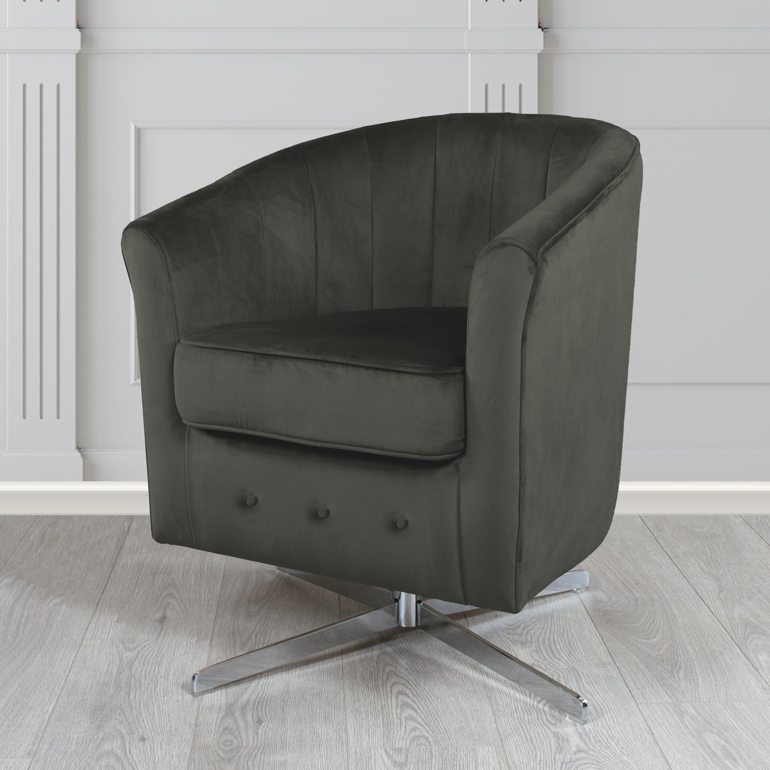 Doha Swivel Tub Chair in Sapore Crib 5 Velvet Fabric