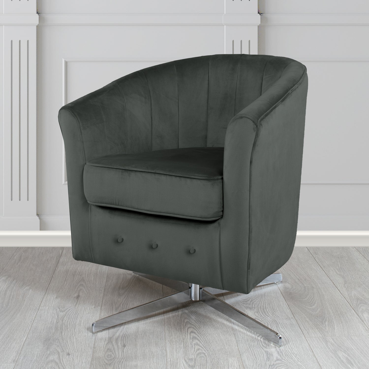 Doha Swivel Tub Chair in Sapore Crib 5 Velvet Fabric
