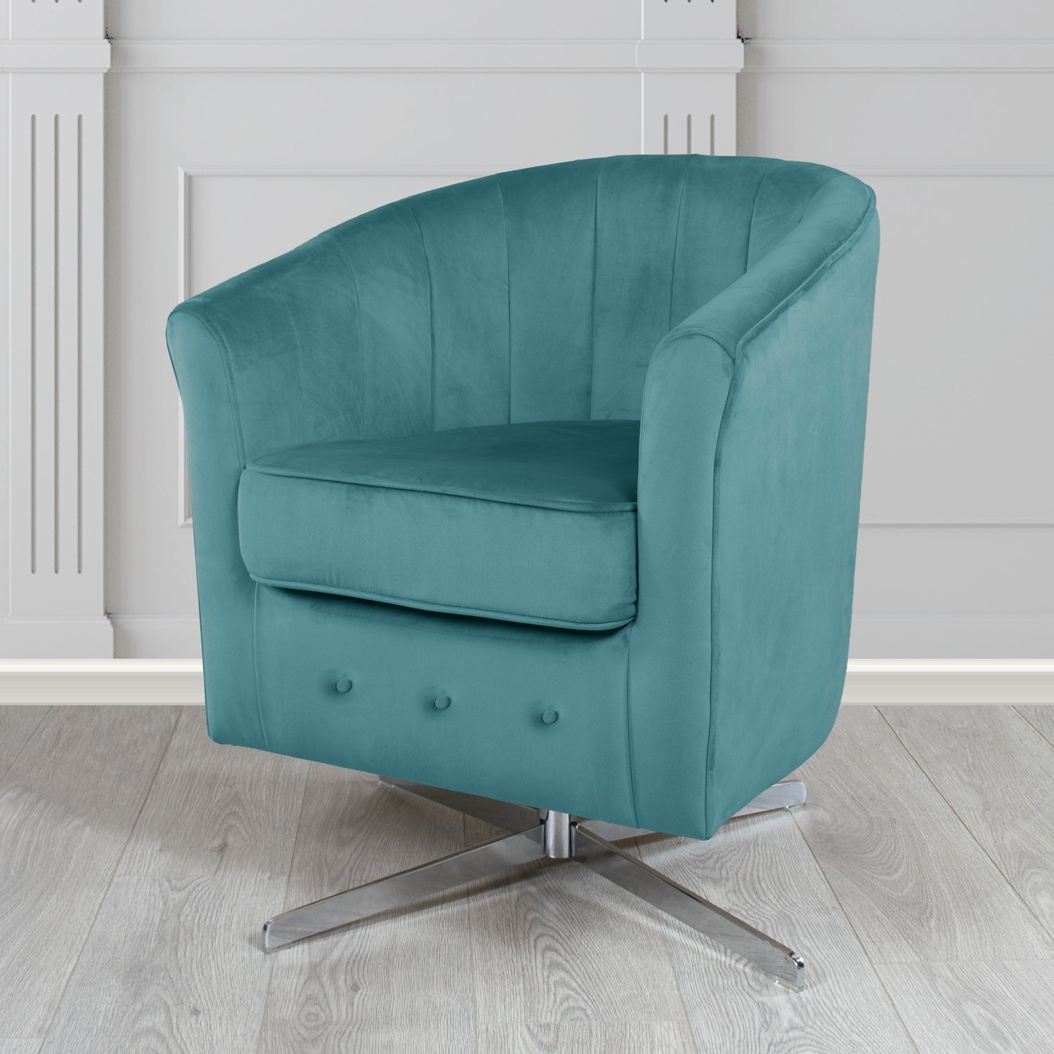 Doha Swivel Tub Chair in Sapore Crib 5 Velvet Fabric