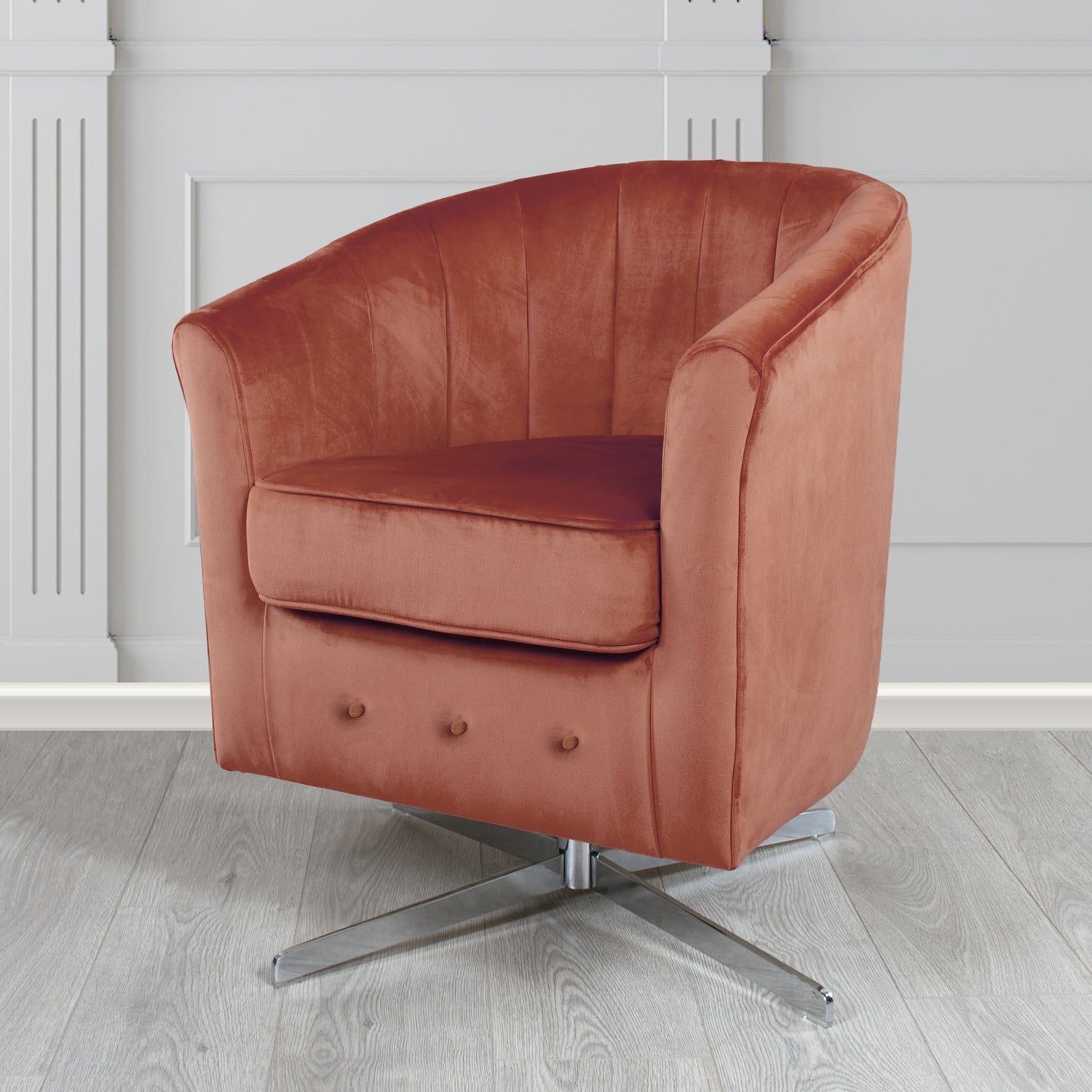 Doha Swivel Tub Chair in Sapore Crib 5 Velvet Fabric