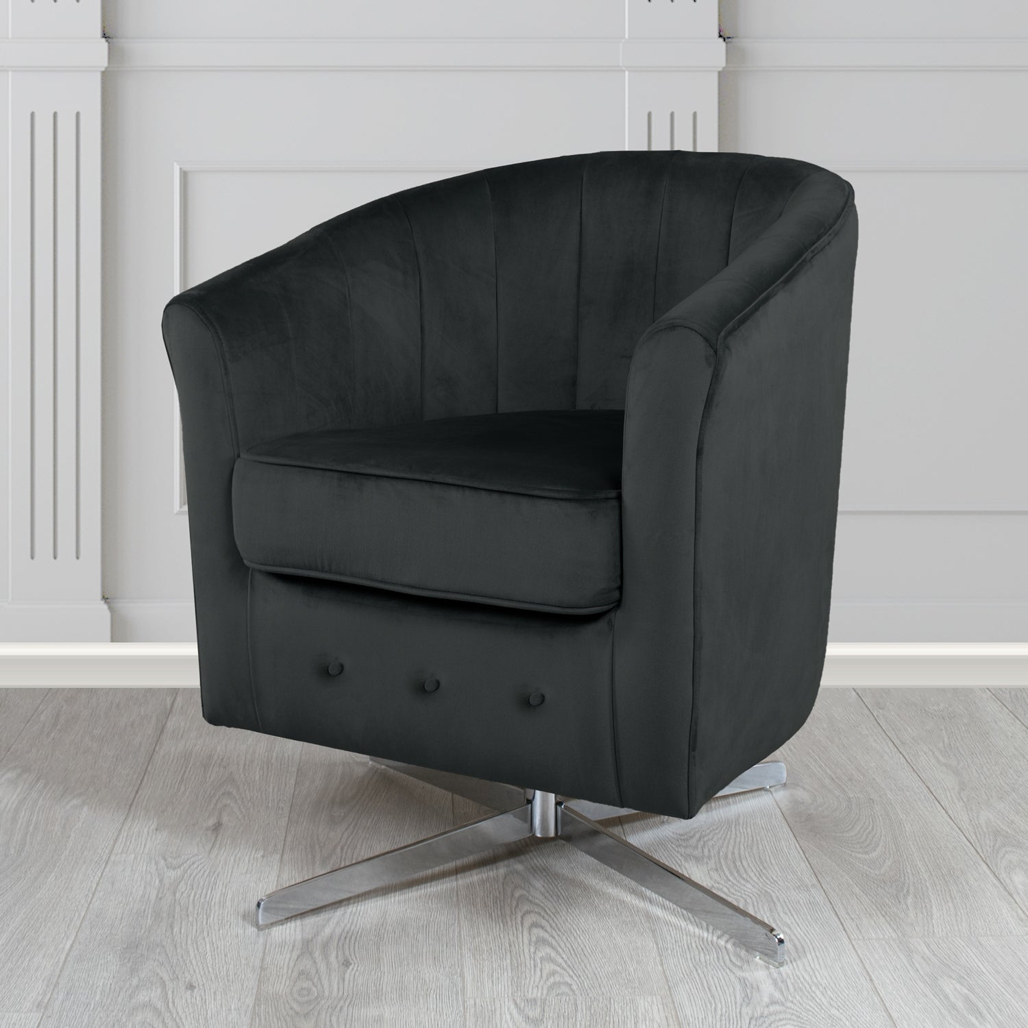 Doha Swivel Tub Chair in Sapore Crib 5 Velvet Fabric