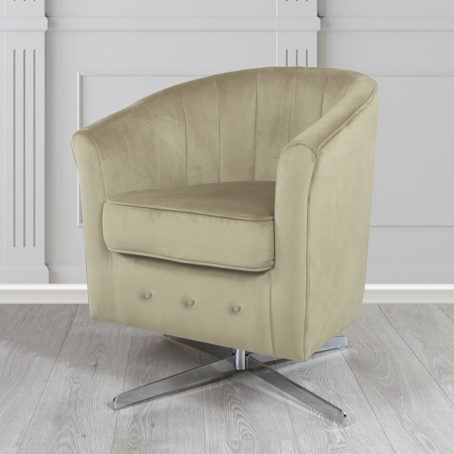 Doha Swivel Tub Chair in Sapore Crib 5 Velvet Fabric