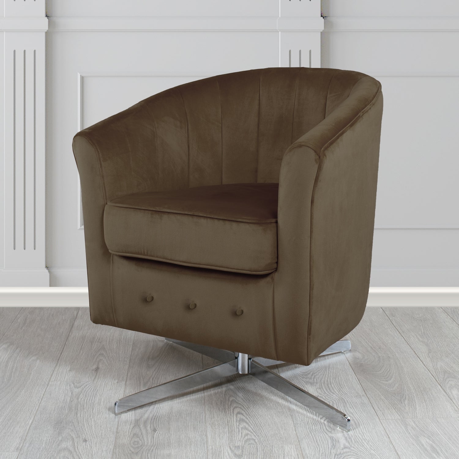 Doha Swivel Tub Chair in Sapore Crib 5 Velvet Fabric