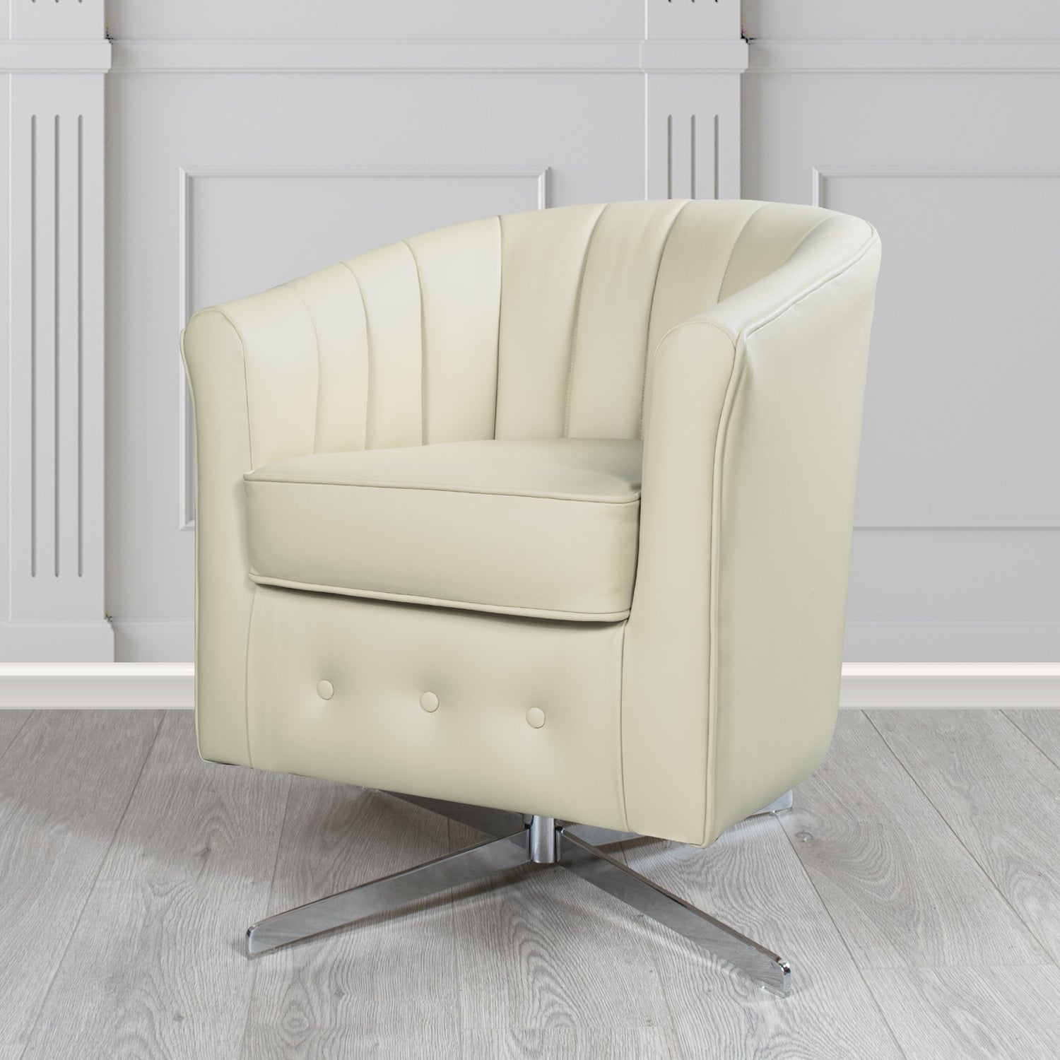 Doha Swivel Tub Chair in Shelly Crib 5 Genuine Leather