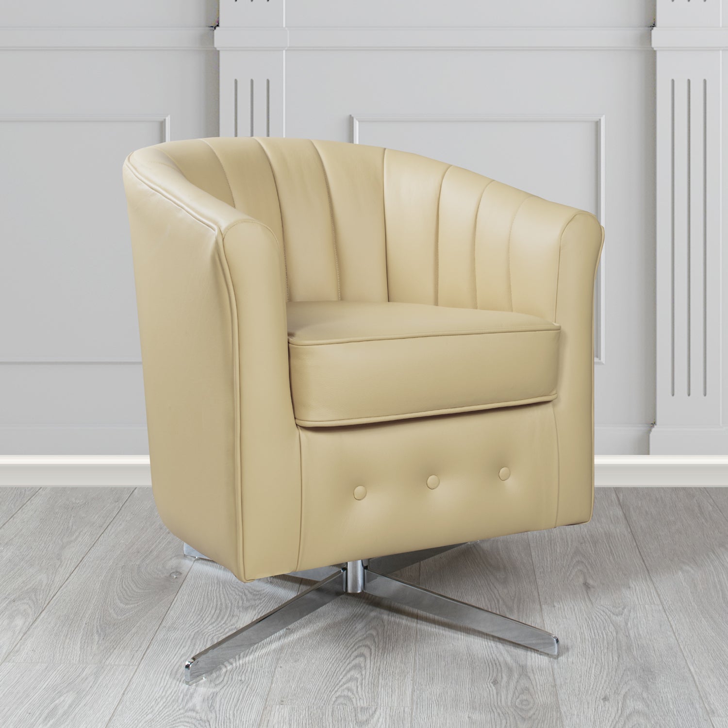 Doha Swivel Tub Chair in Shelly Crib 5 Genuine Leather