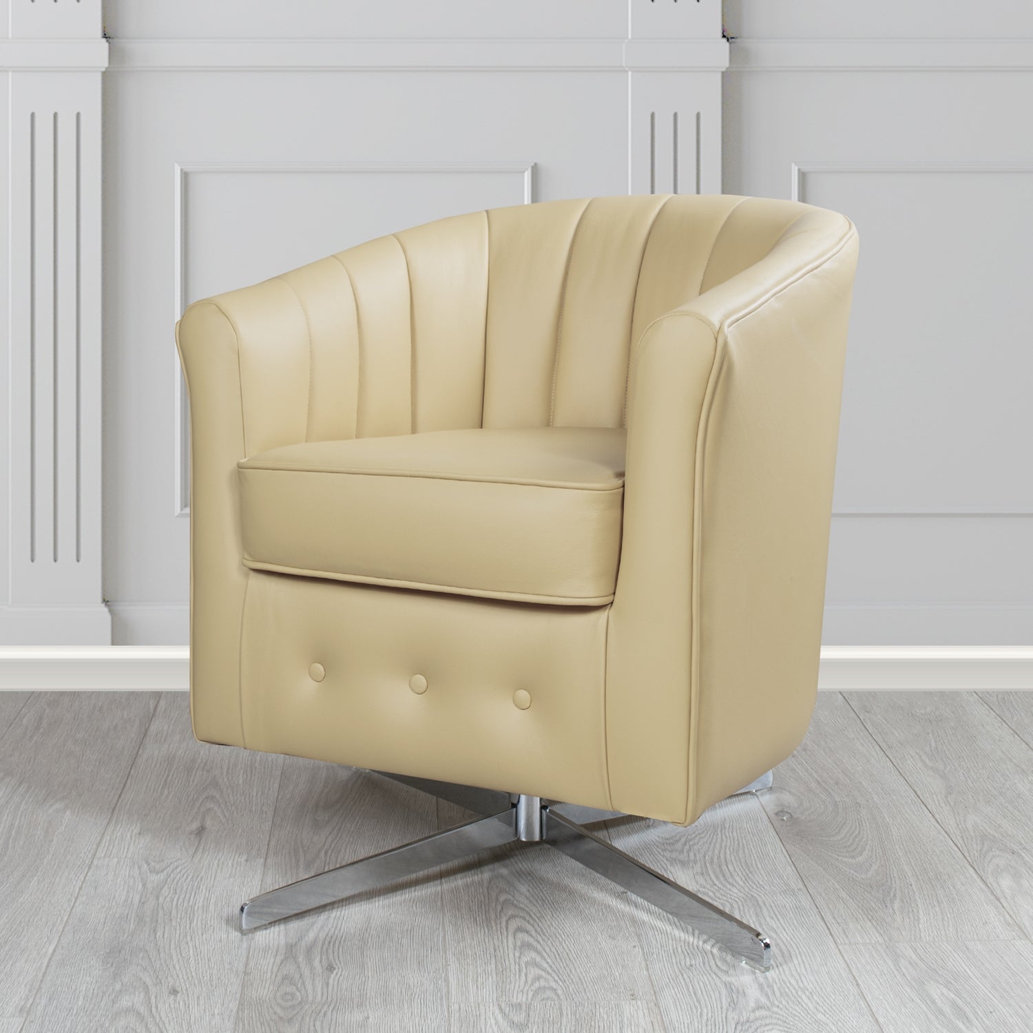 Doha Swivel Tub Chair in Shelly Crib 5 Genuine Leather