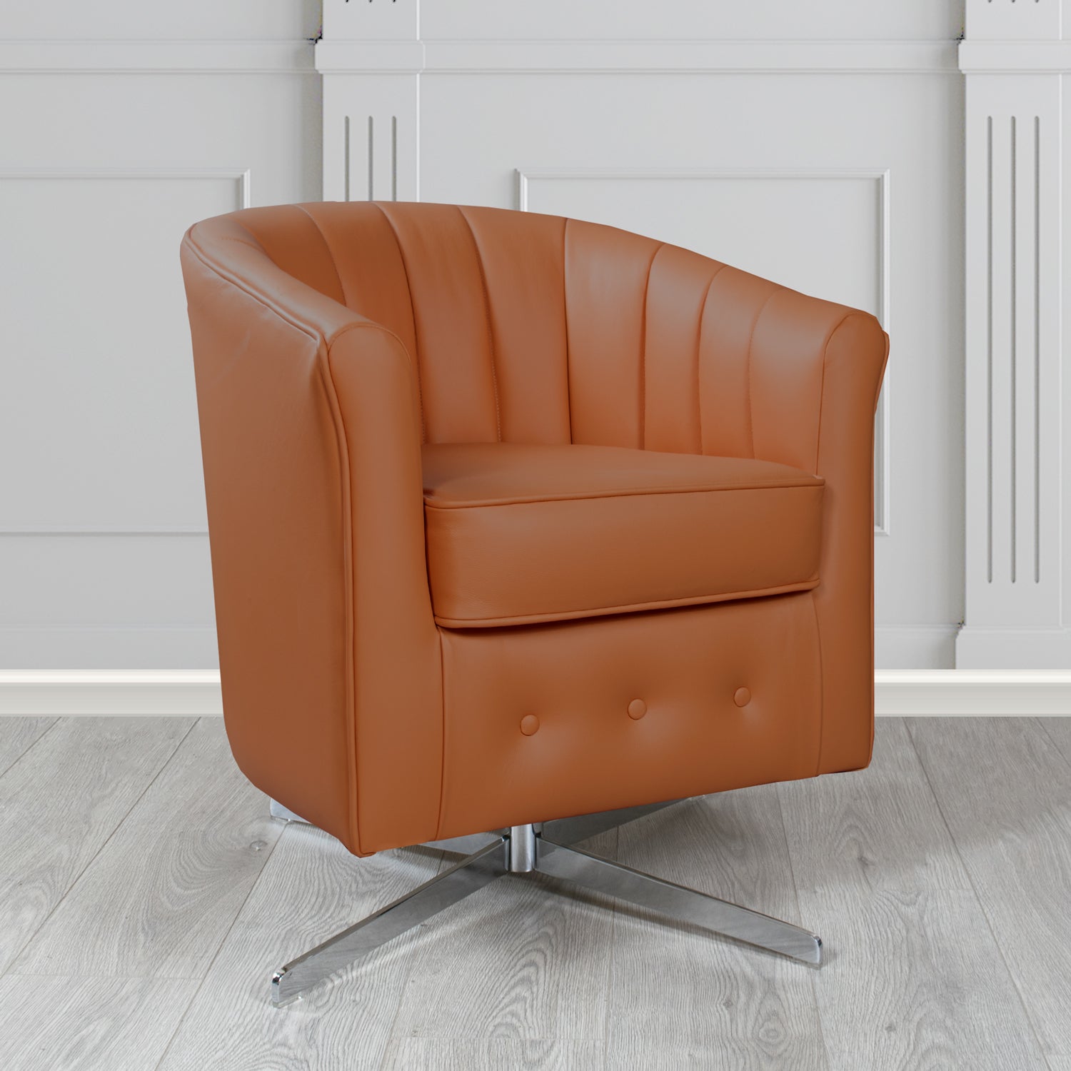 Doha Swivel Tub Chair in Shelly Crib 5 Genuine Leather