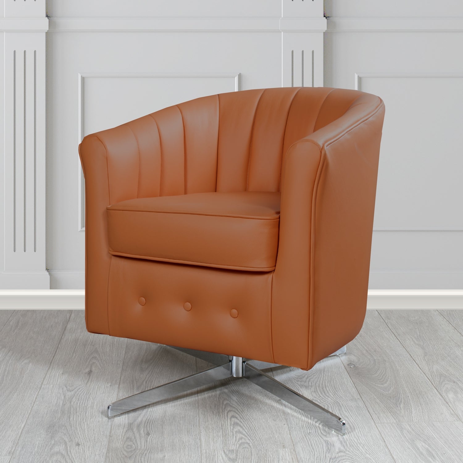 Doha Swivel Tub Chair in Shelly Crib 5 Genuine Leather