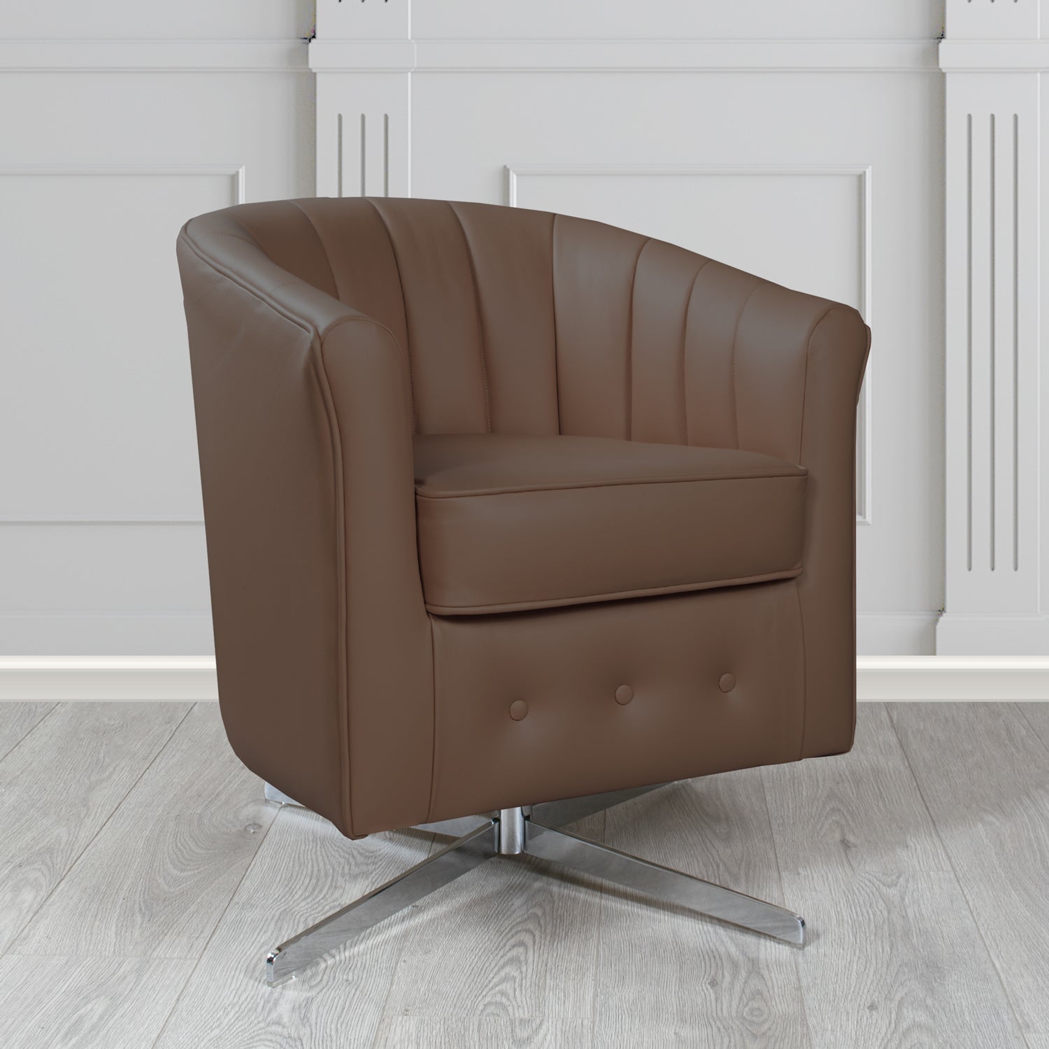 Doha Swivel Tub Chair in Shelly Crib 5 Genuine Leather