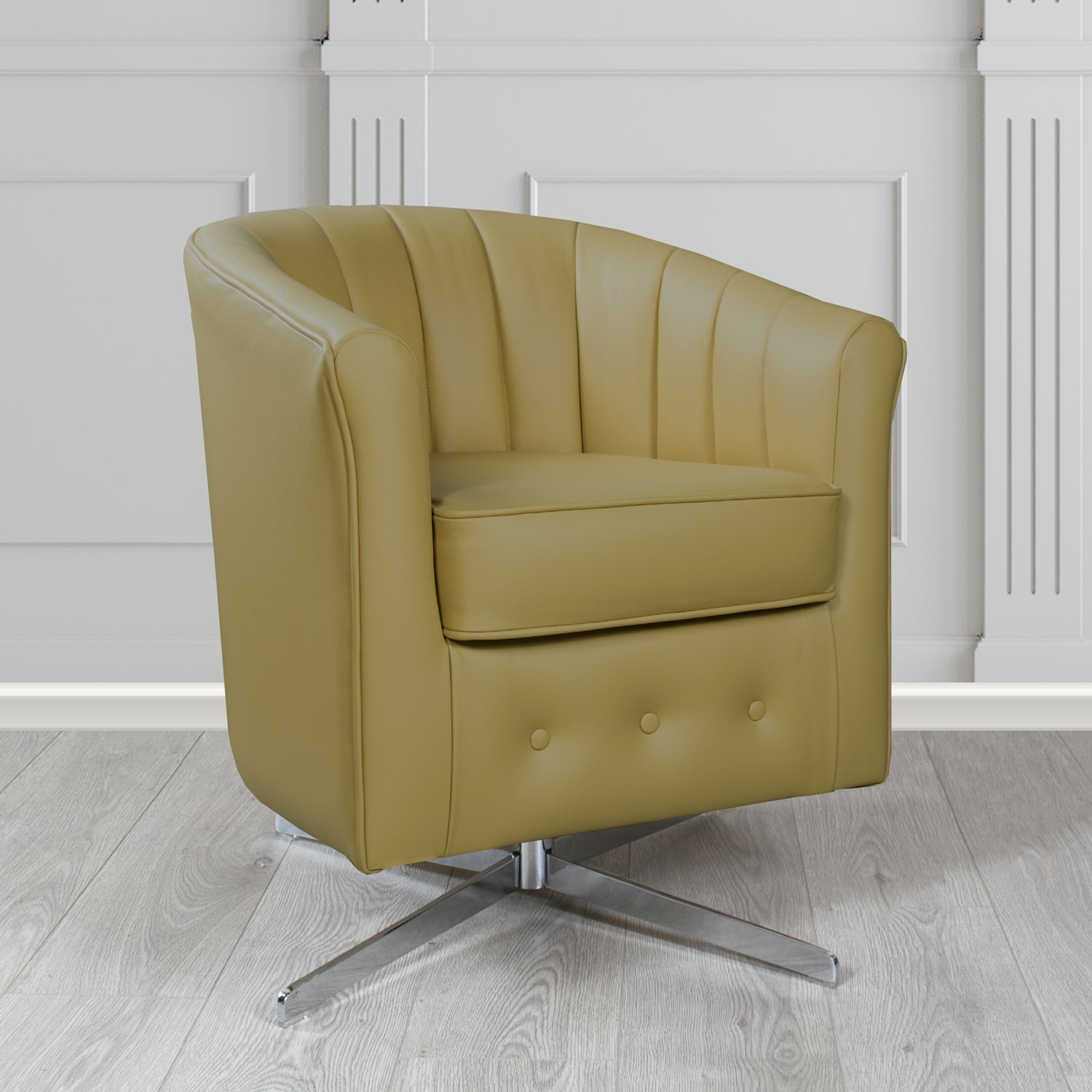 Doha Swivel Tub Chair in Shelly Crib 5 Genuine Leather