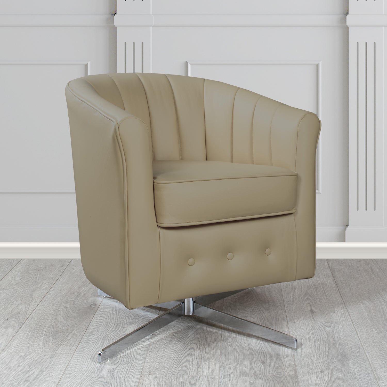 Doha Swivel Tub Chair in Shelly Crib 5 Genuine Leather