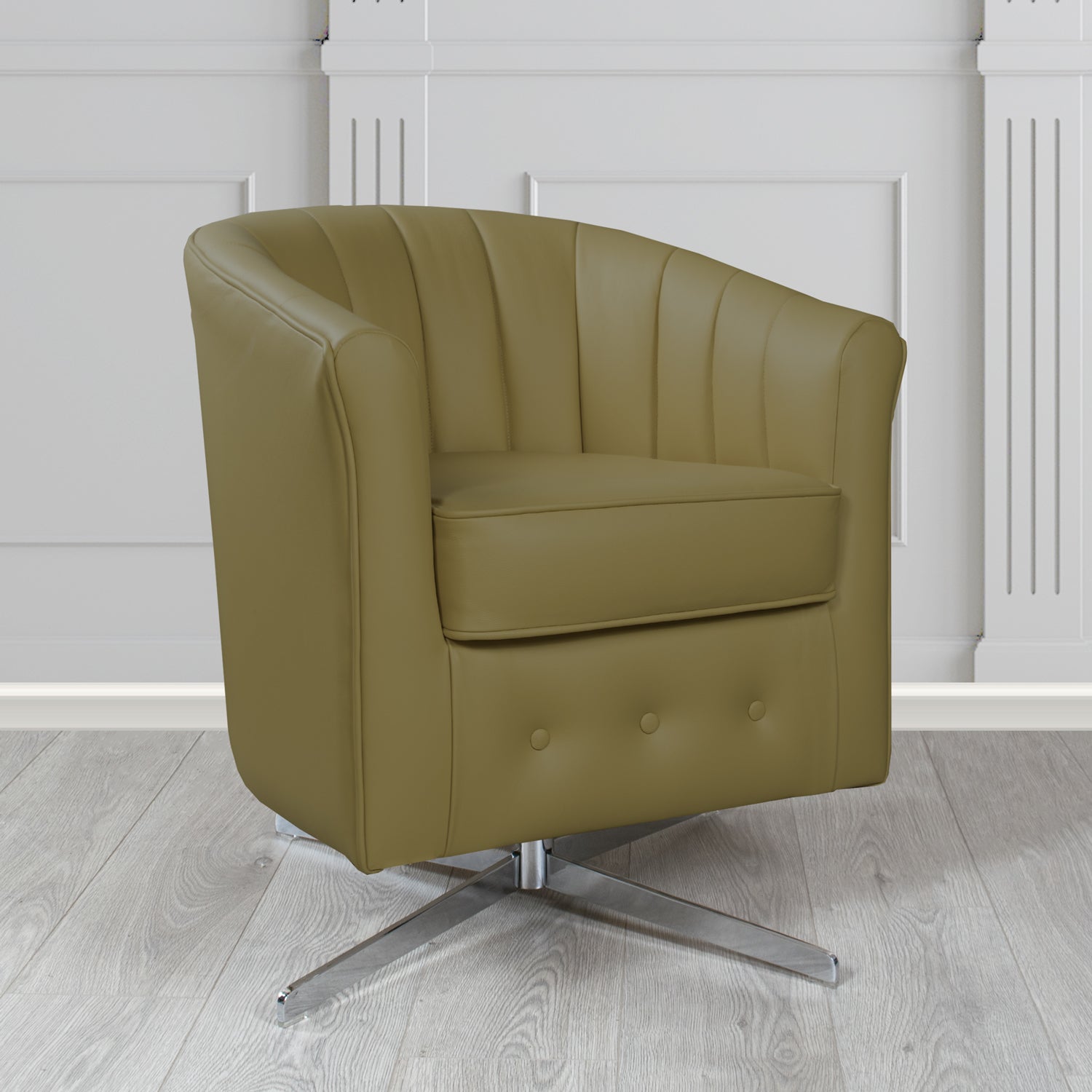 Doha Swivel Tub Chair in Shelly Crib 5 Genuine Leather