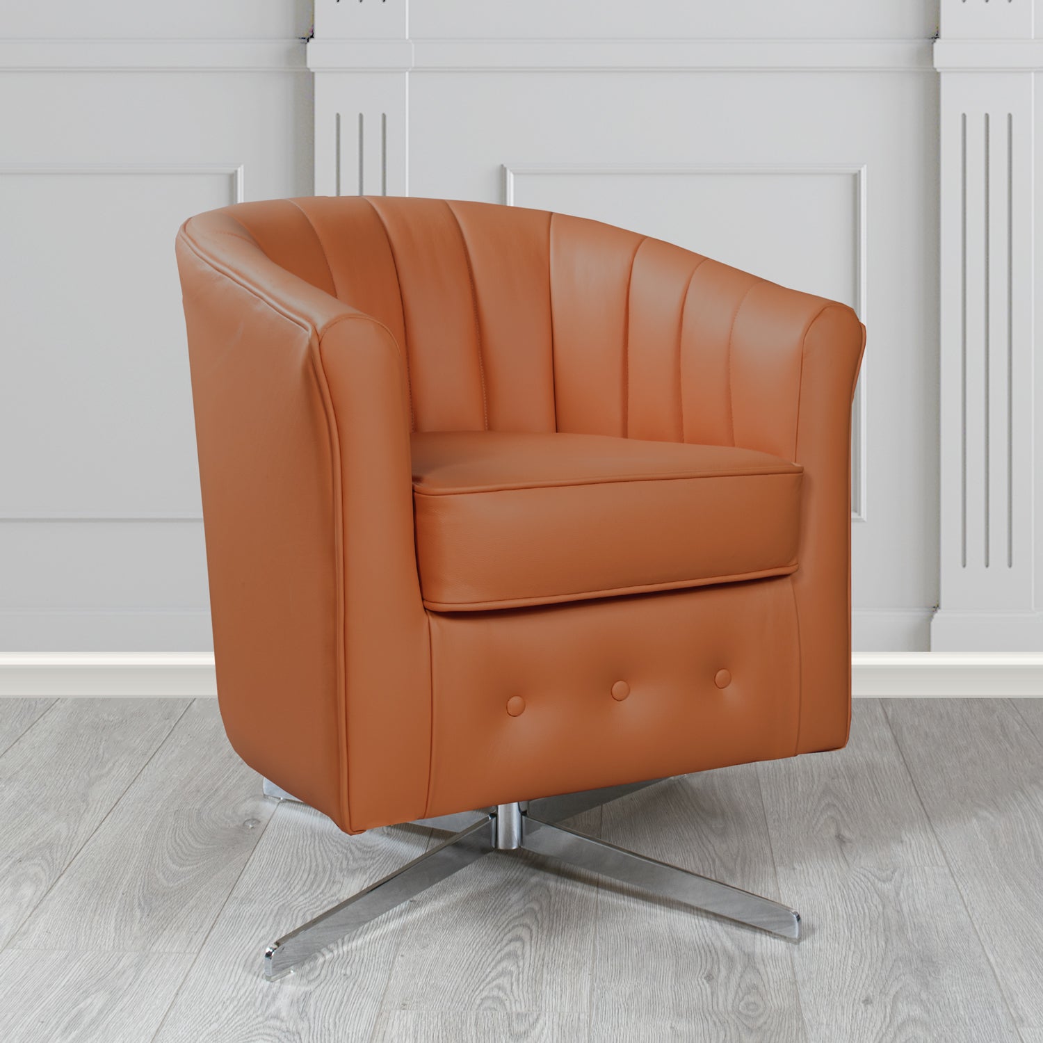 Doha Swivel Tub Chair in Shelly Crib 5 Genuine Leather