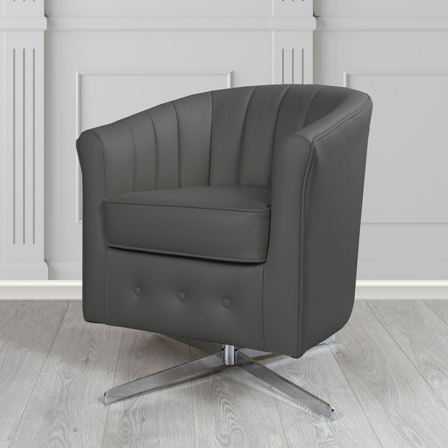 Doha Swivel Tub Chair in Shelly Crib 5 Genuine Leather