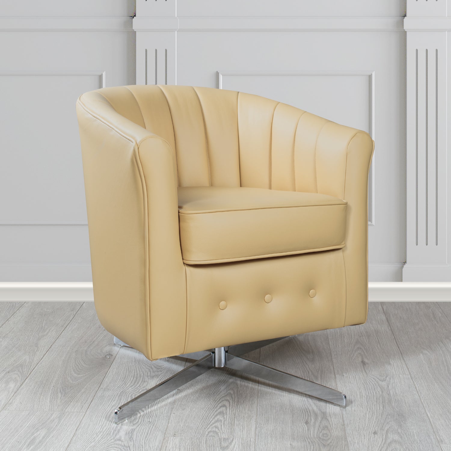 Doha Swivel Tub Chair in Shelly Crib 5 Genuine Leather