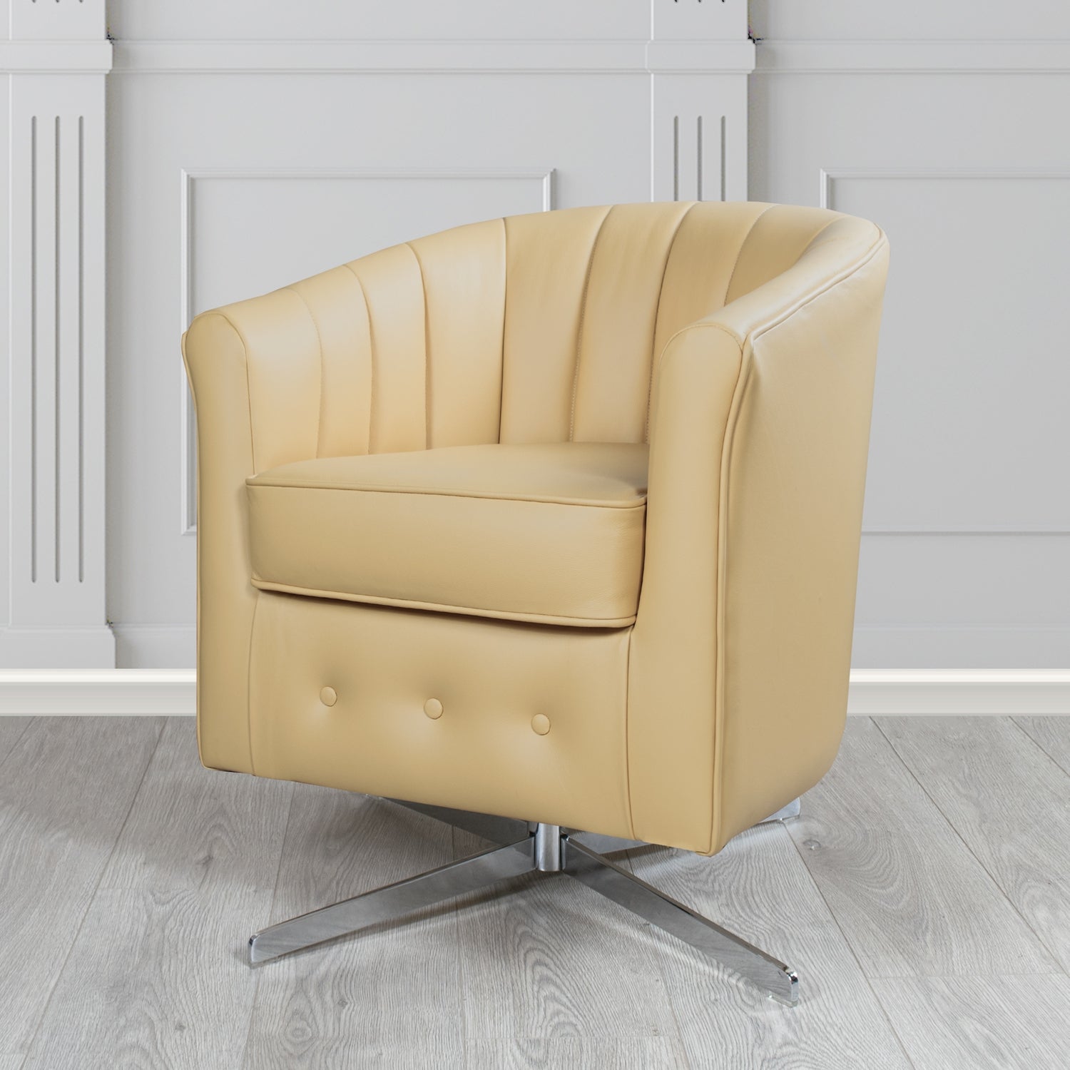 Doha Swivel Tub Chair in Shelly Crib 5 Genuine Leather
