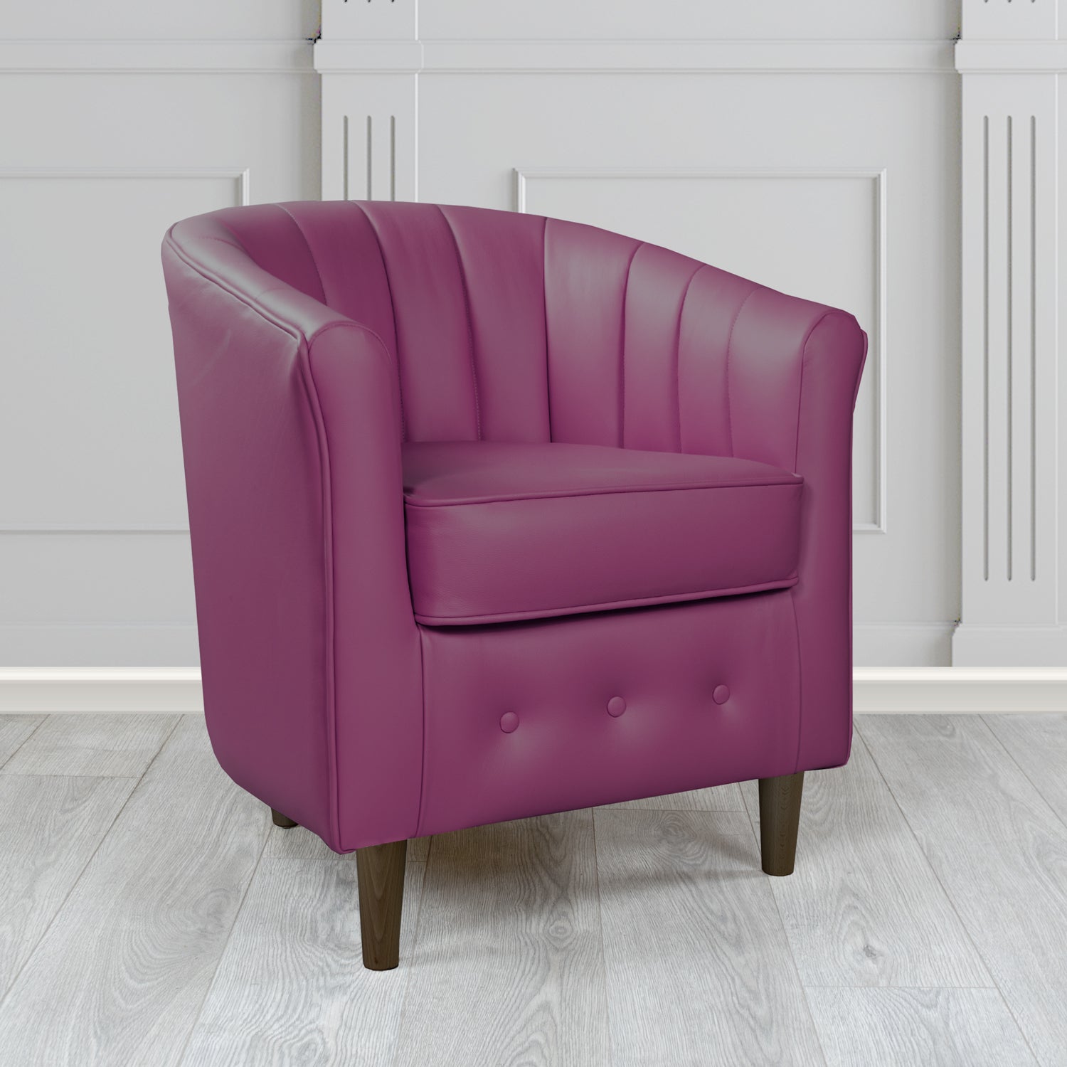 Doha Tub Chair in Vele Aubergine Crib 5 Genuine Leather