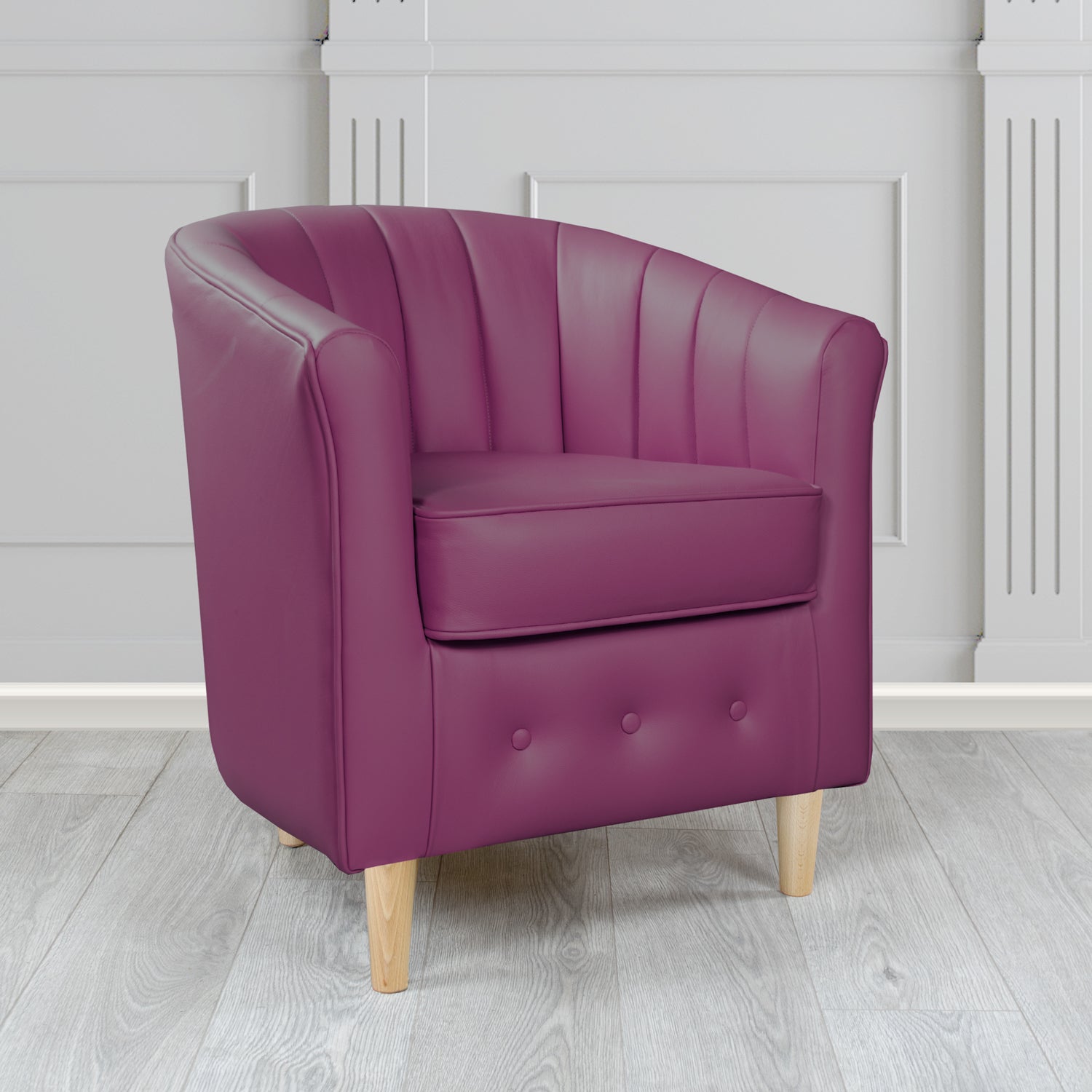 Doha Tub Chair in Vele Aubergine Crib 5 Genuine Leather