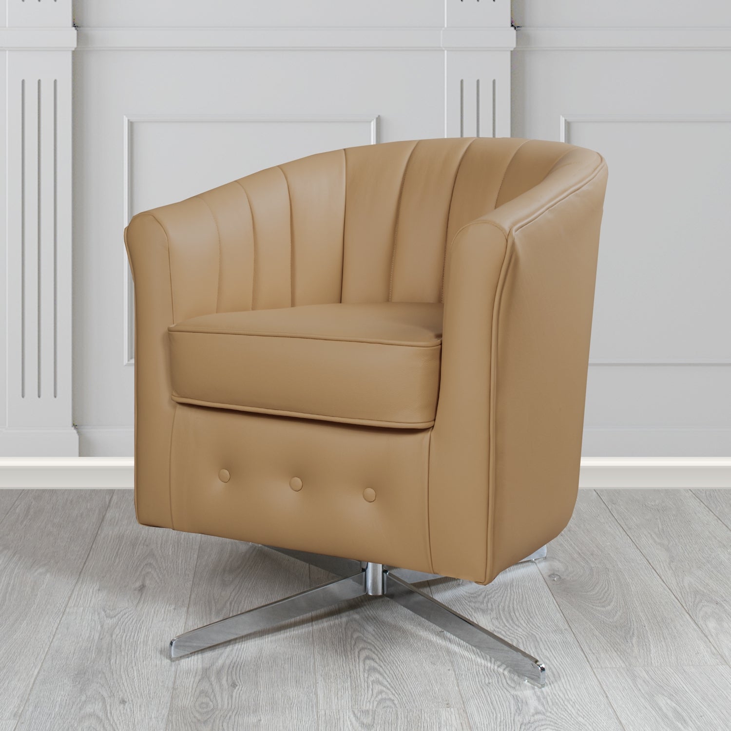 Doha Swivel Tub Chair in Vele Bettula Genuine Leather
