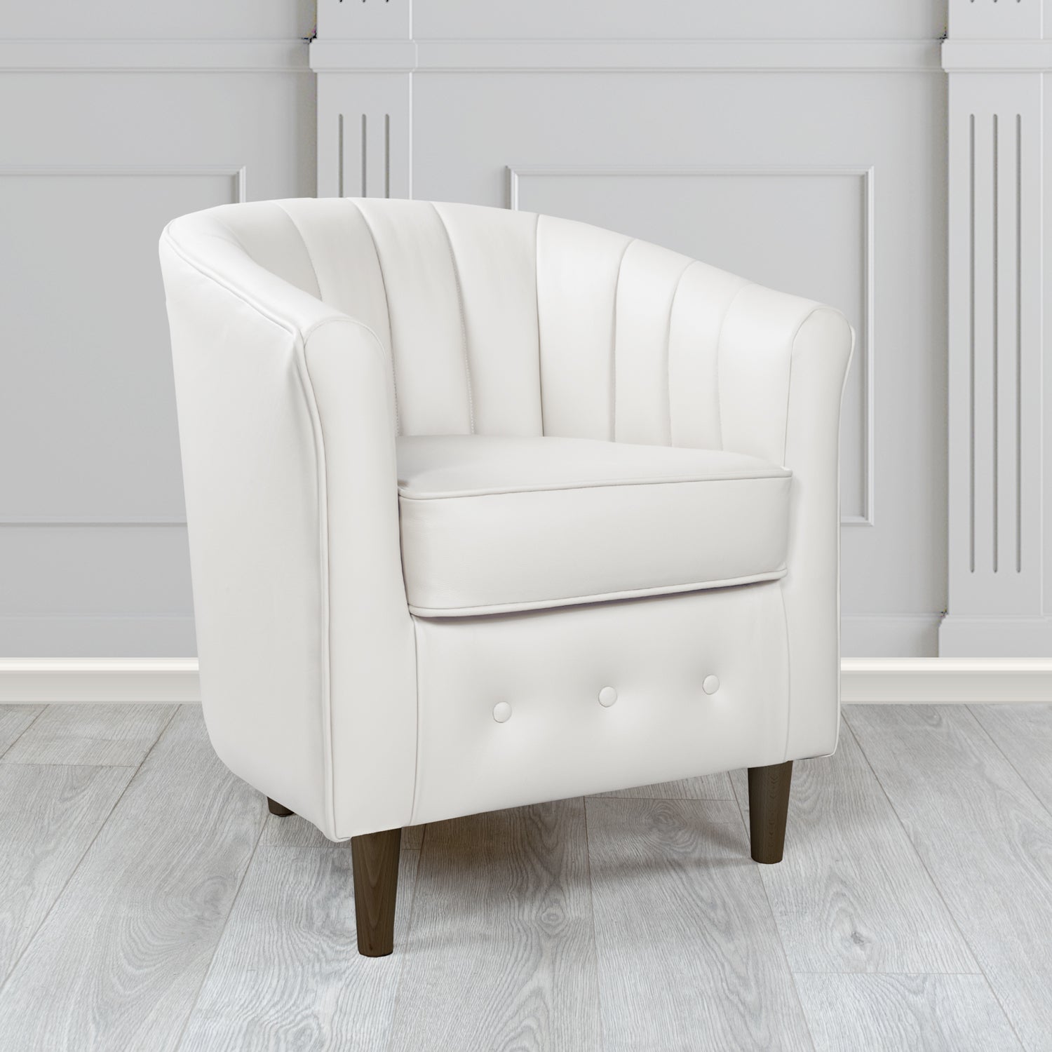 Doha Tub Chair in Vele Bianco Ottico Crib 5 Genuine Leather