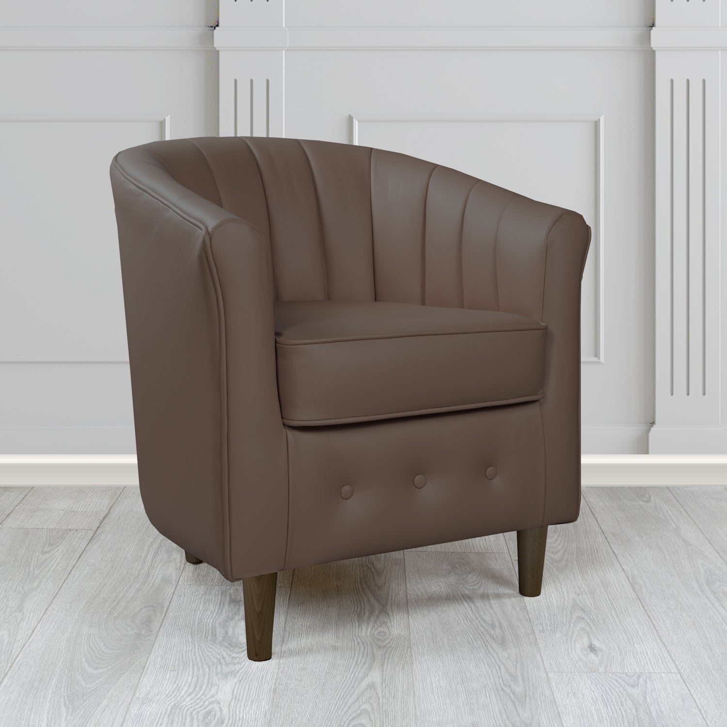 Doha Tub Chair in Vele Bournville Crib 5 Genuine Leather