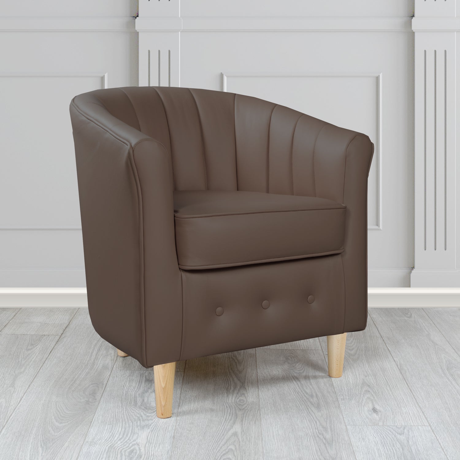 Doha Tub Chair in Vele Bournville Crib 5 Genuine Leather