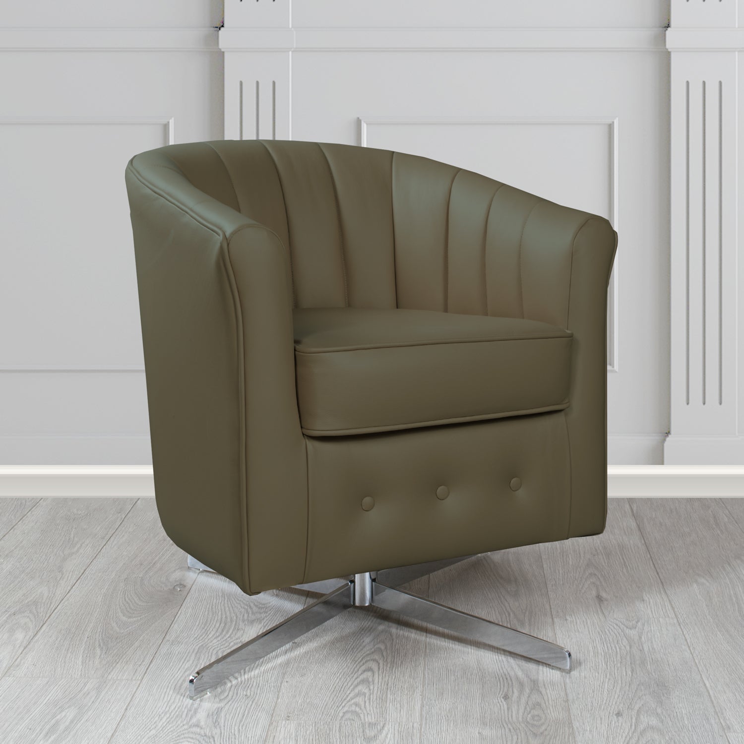 Doha Swivel Tub Chair in Vele Bracken Genuine Leather