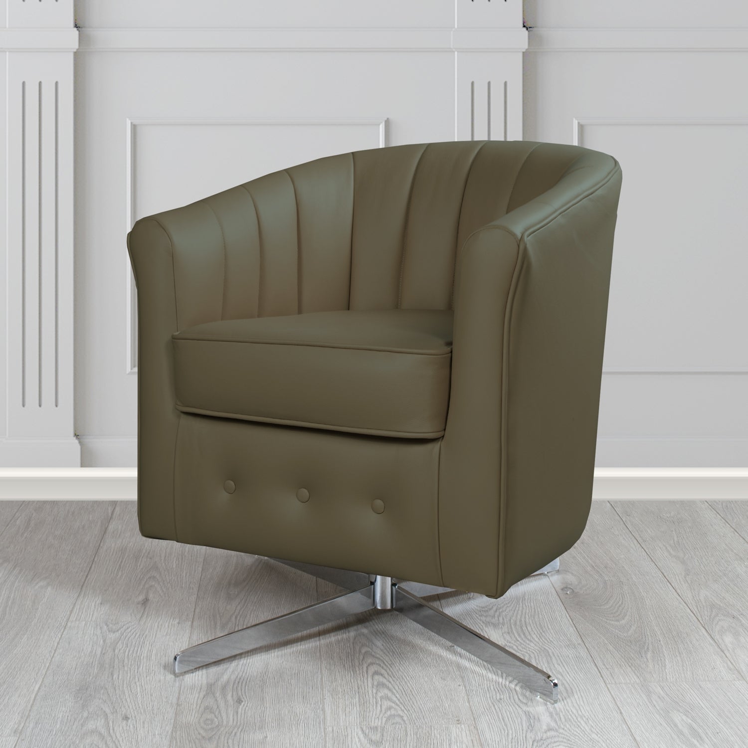 Doha Swivel Tub Chair in Vele Bracken Genuine Leather