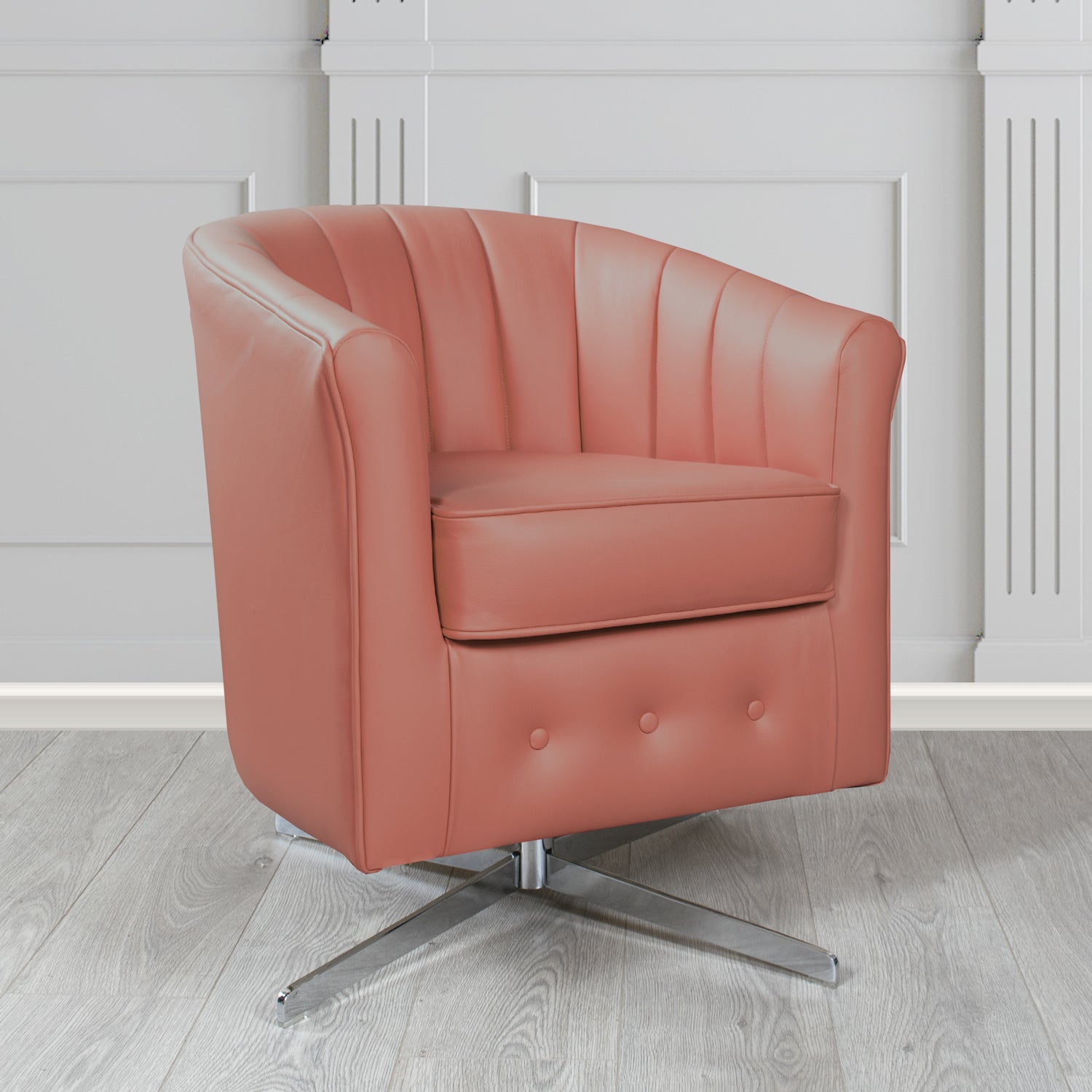 Doha Swivel Tub Chair in Vele Burnt Rouge Genuine Leather