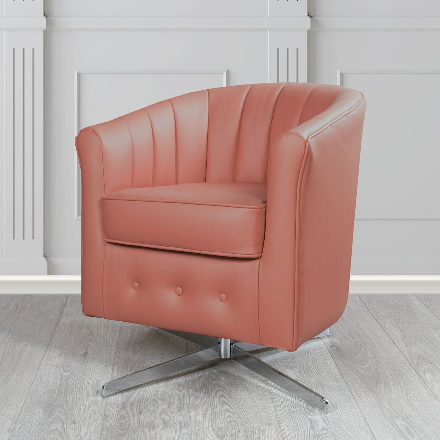 Doha Swivel Tub Chair in Vele Burnt Rouge Genuine Leather