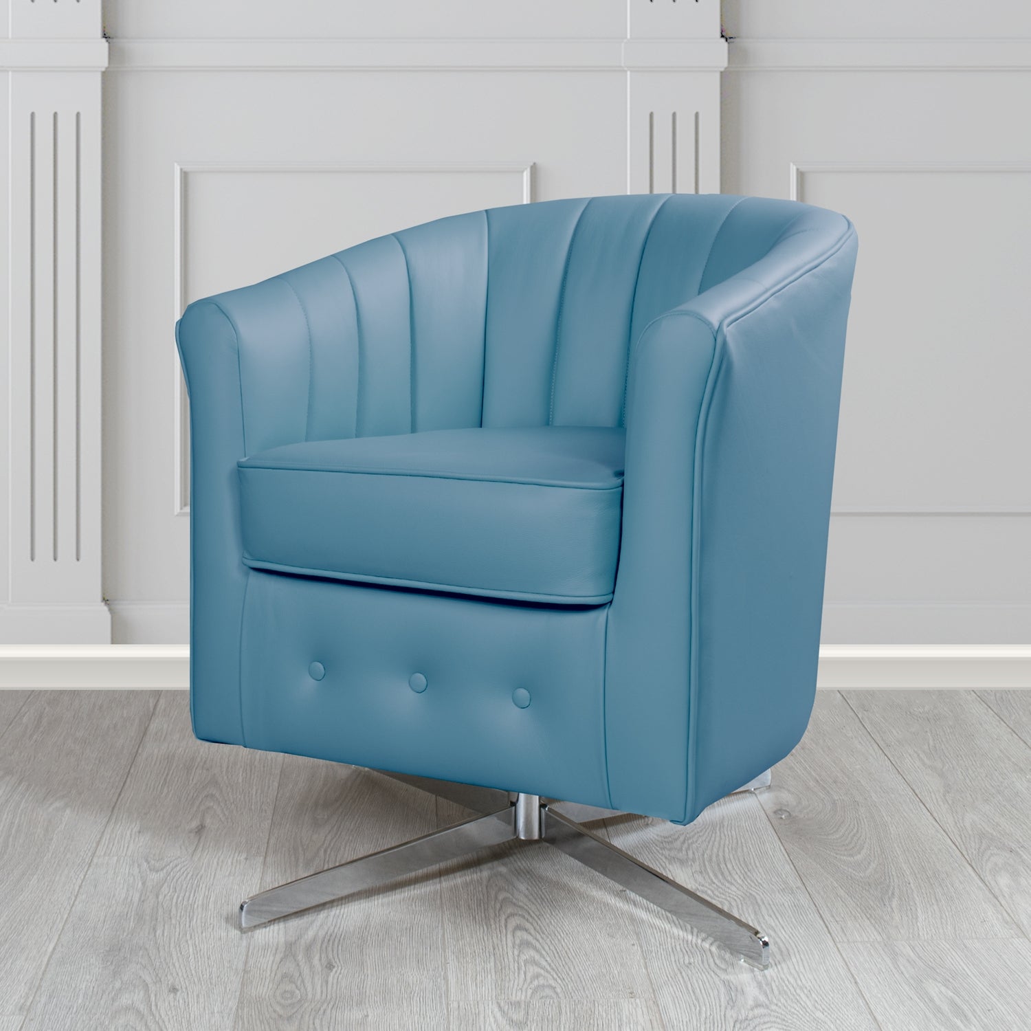 Doha Swivel Tub Chair in Vele Cambridge Genuine Leather