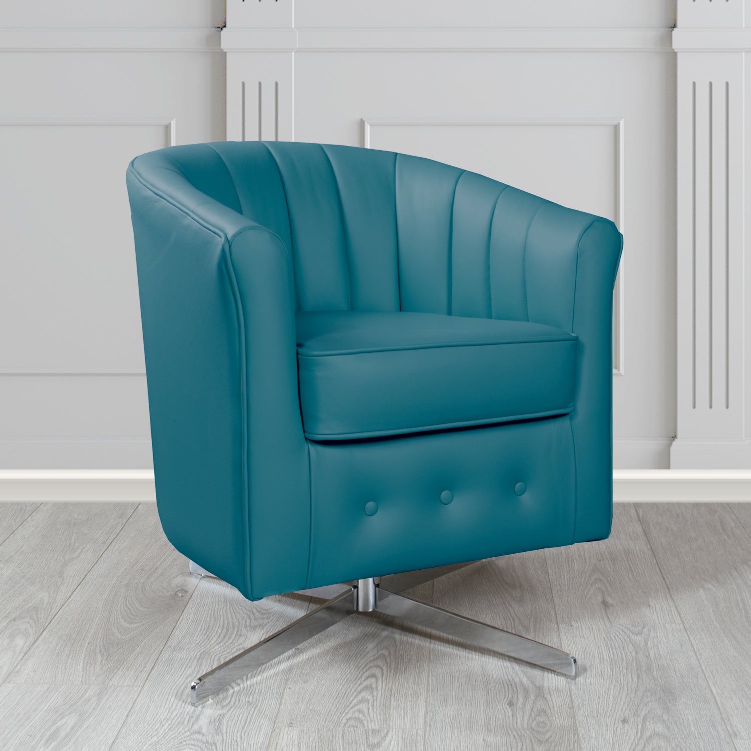 Doha Swivel Tub Chair in Vele Caprera Genuine Leather