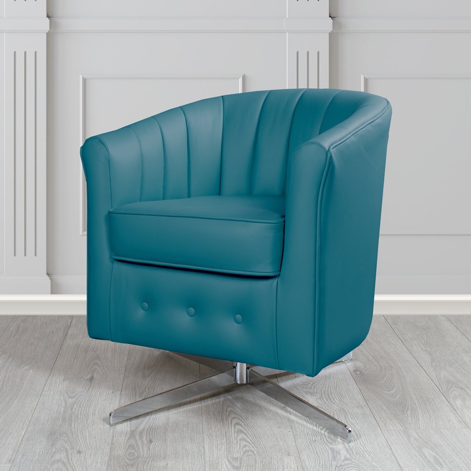 Doha Swivel Tub Chair in Vele Caprera Genuine Leather