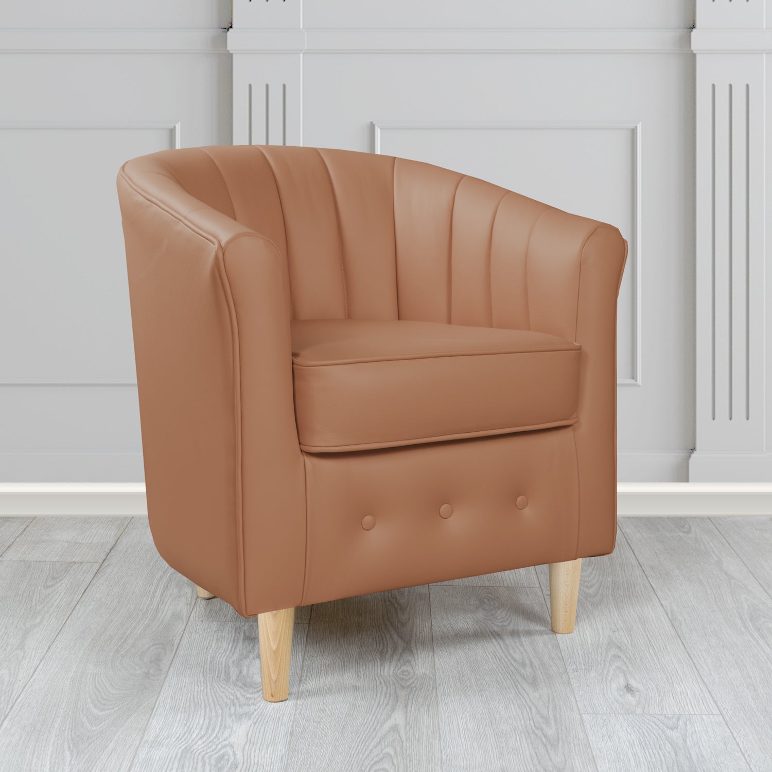 Doha Tub Chair in Vele Copper Brown Crib 5 Genuine Leather