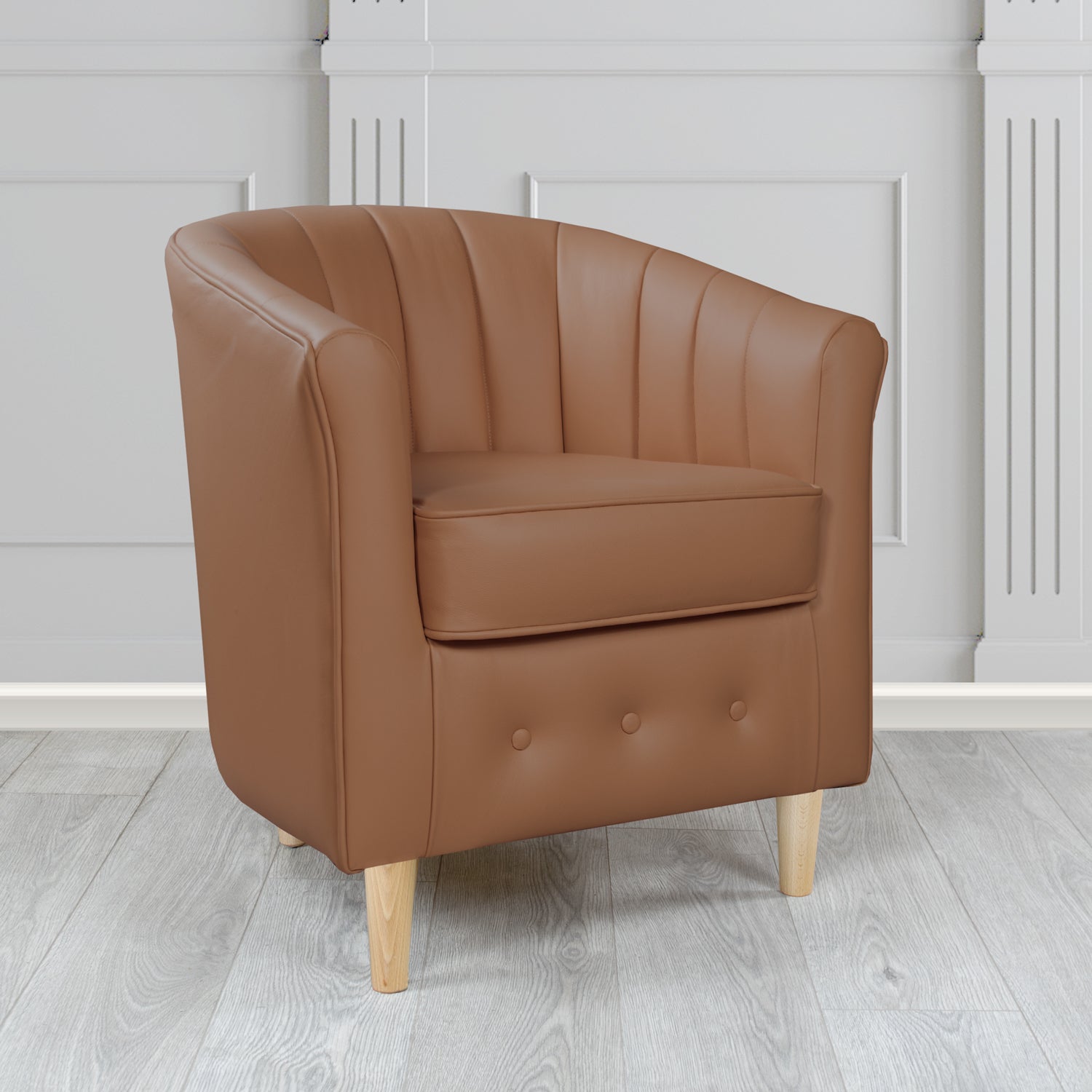 Doha Tub Chair in Vele Dark Saddle Crib 5 Genuine Leather