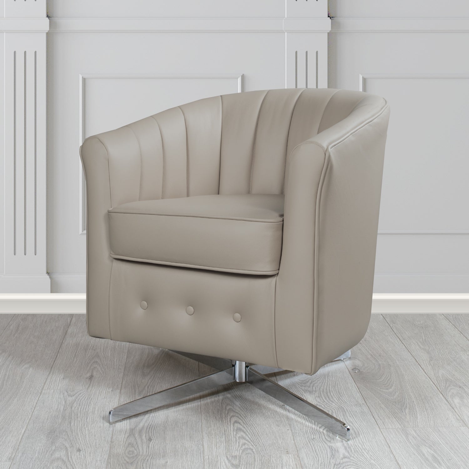 Doha Swivel Tub Chair in Vele Essential Genuine Leather
