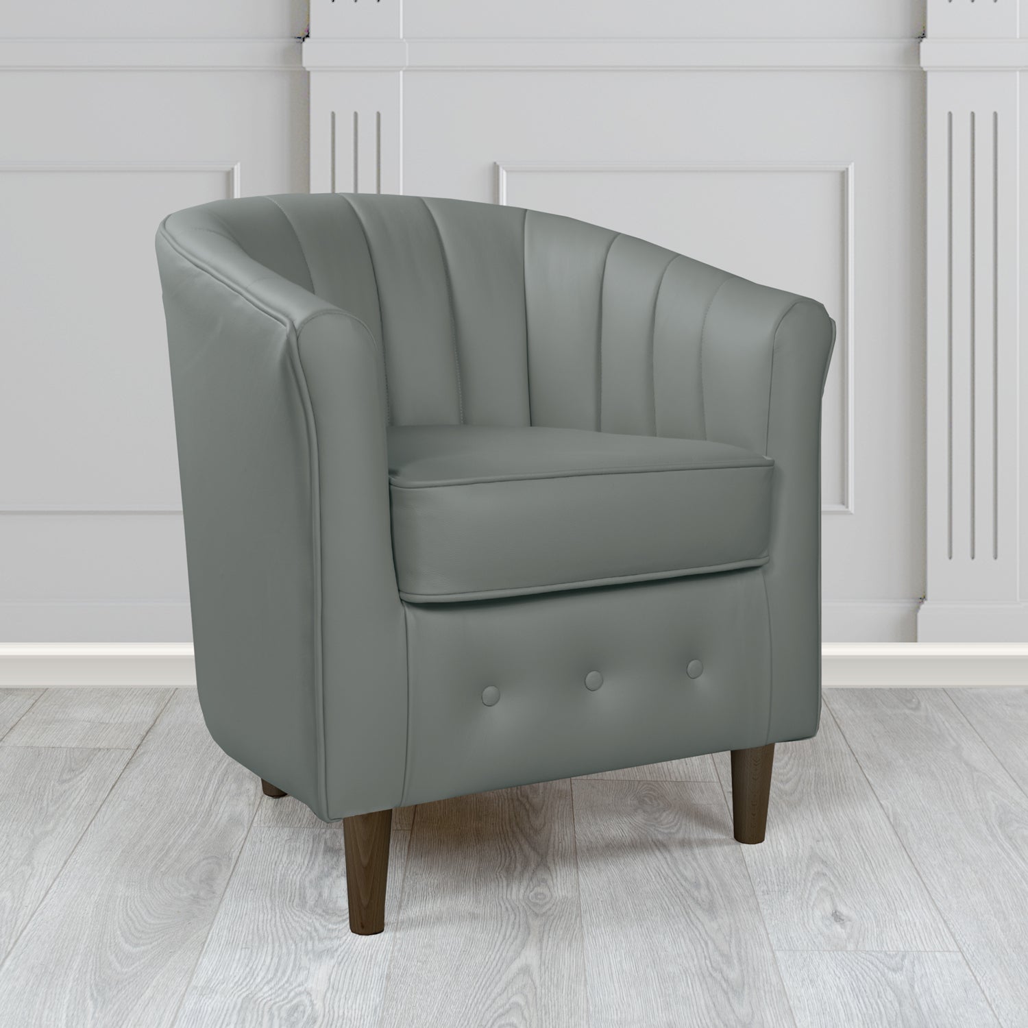 Doha Tub Chair in Vele Iron Grey Crib 5 Genuine Leather