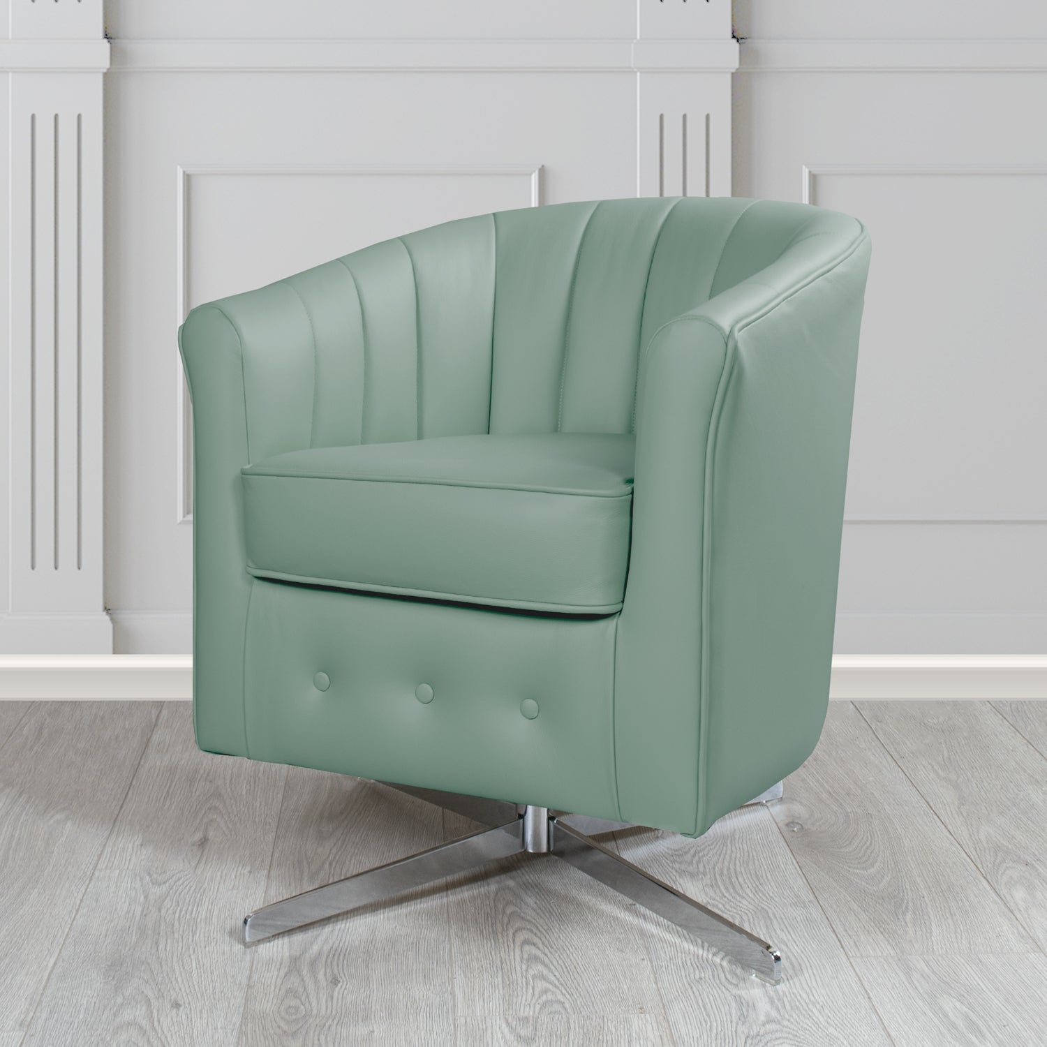 Doha Swivel Tub Chair in Vele Jade Genuine Leather