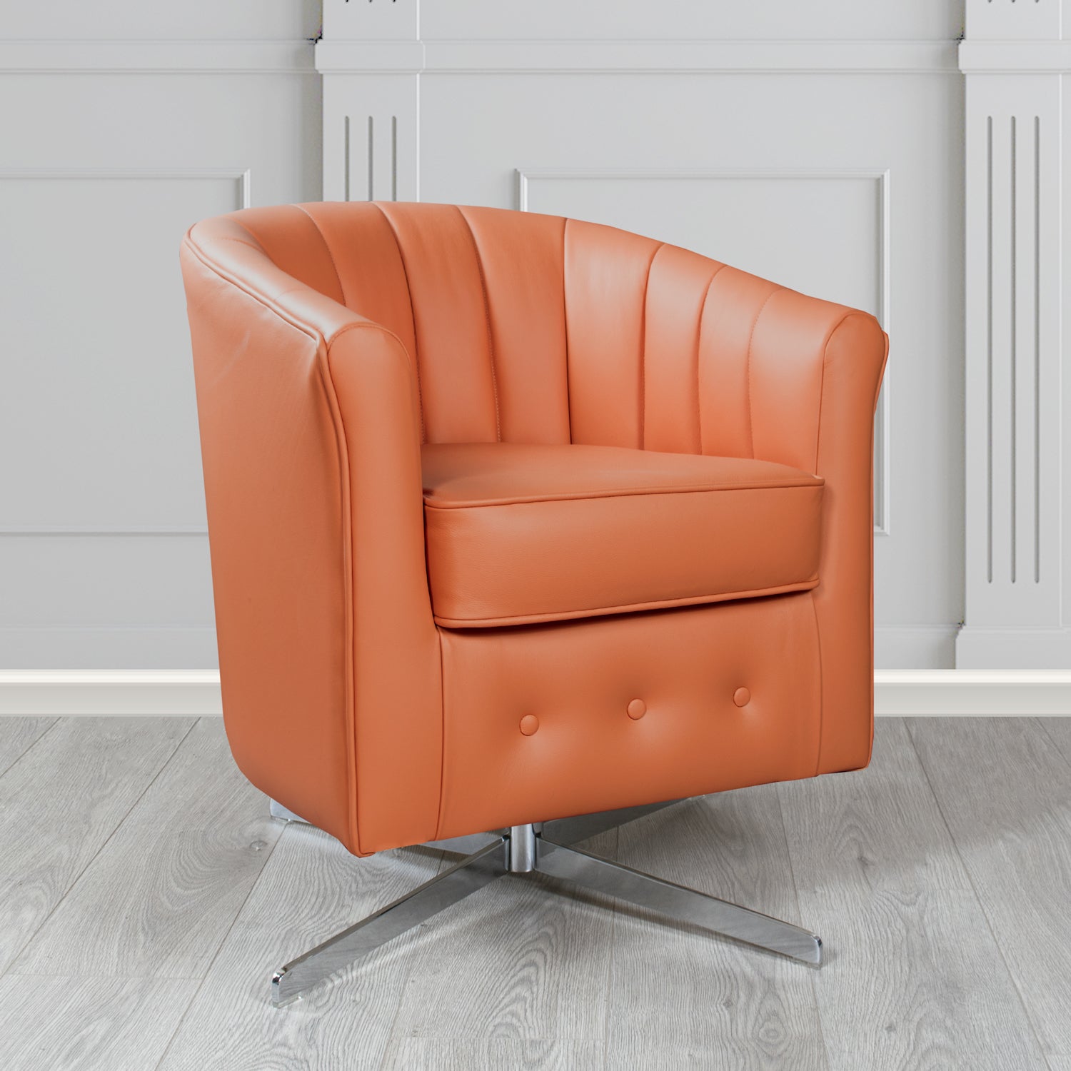 Doha Swivel Tub Chair in Vele Jasper Genuine Leather