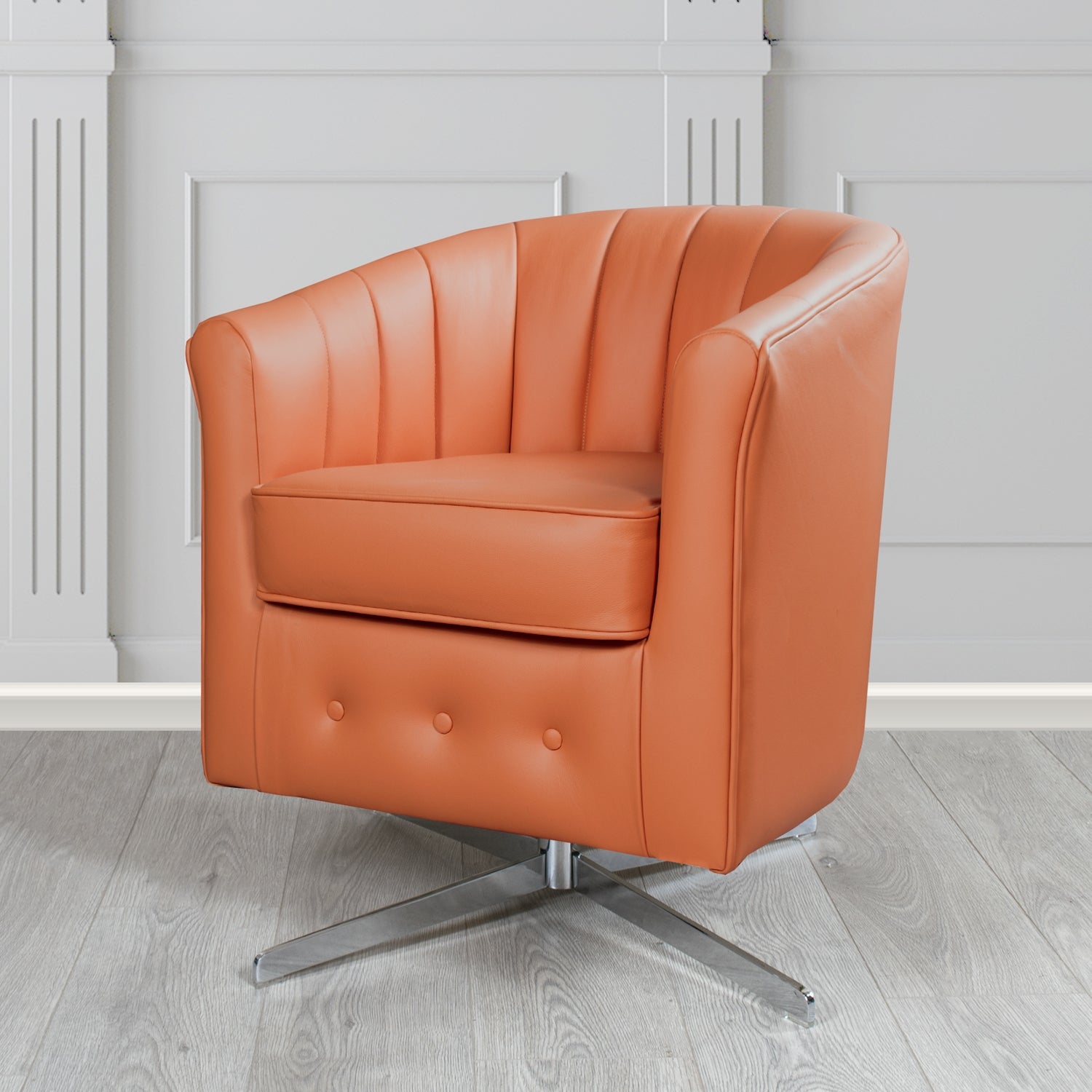 Doha Swivel Tub Chair in Vele Jasper Genuine Leather