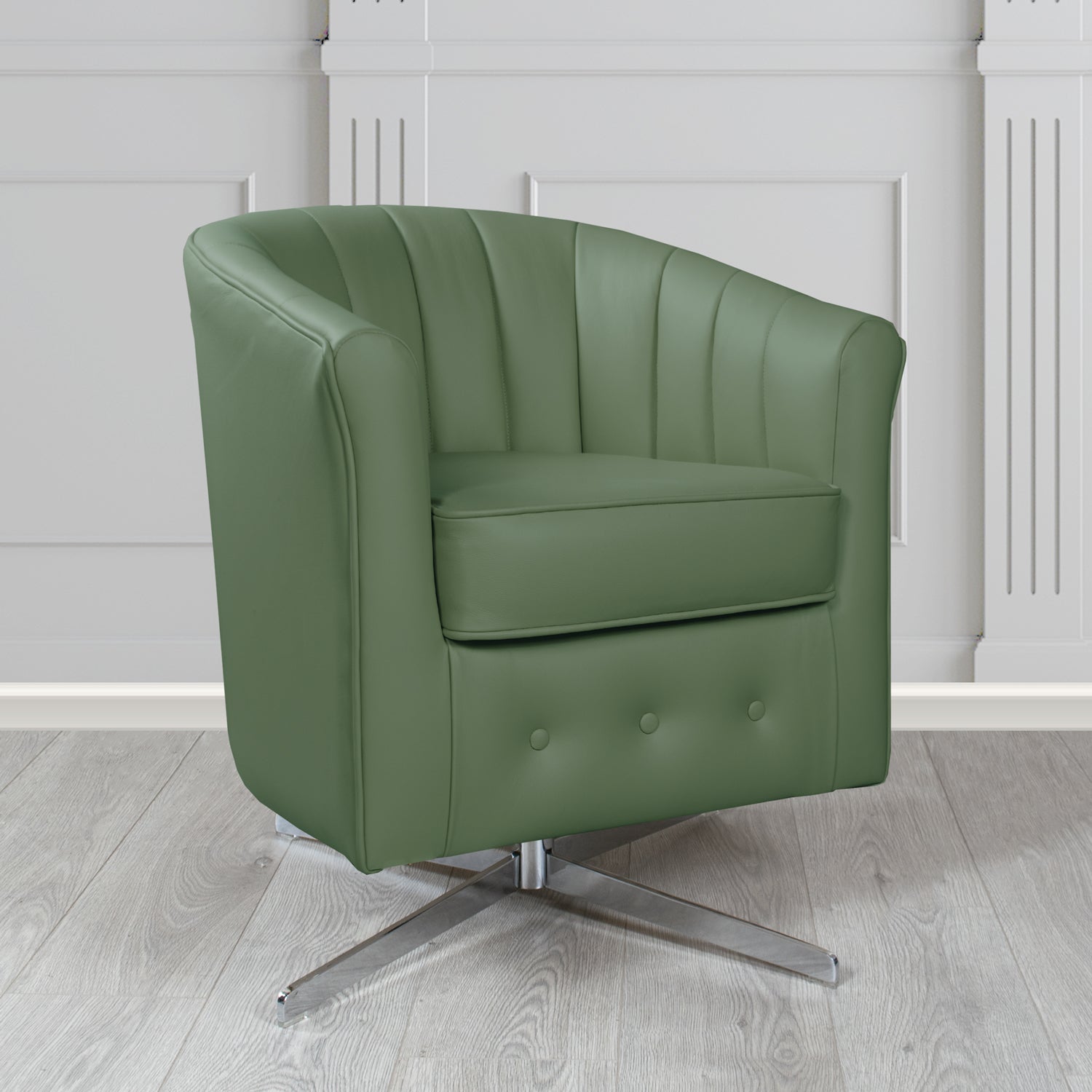 Doha Swivel Tub Chair in Vele Kale Genuine Leather