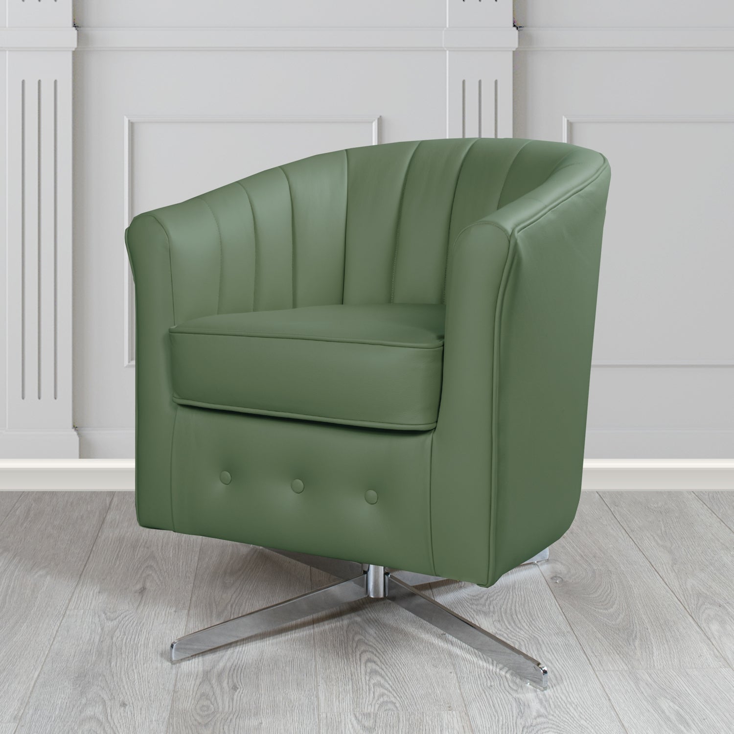 Doha Swivel Tub Chair in Vele Kale Genuine Leather