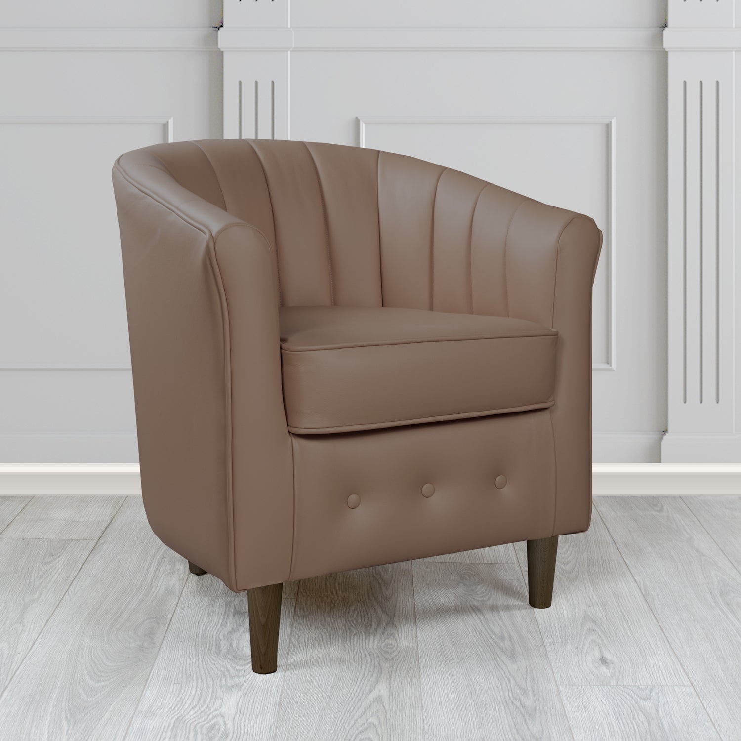 Doha Tub Chair in Vele Mink Crib 5 Genuine Leather