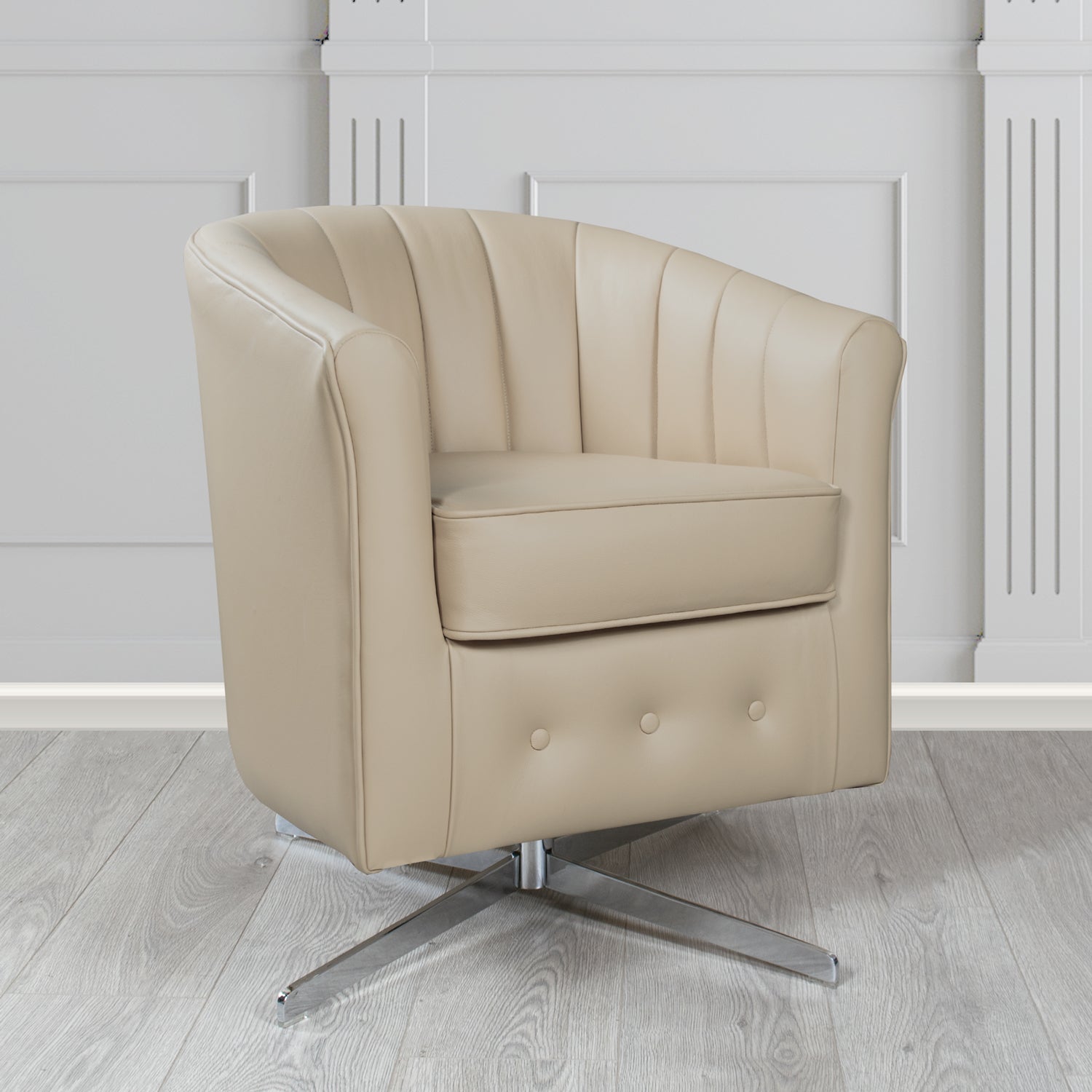 Doha Swivel Tub Chair in Vele Pietra Genuine Leather
